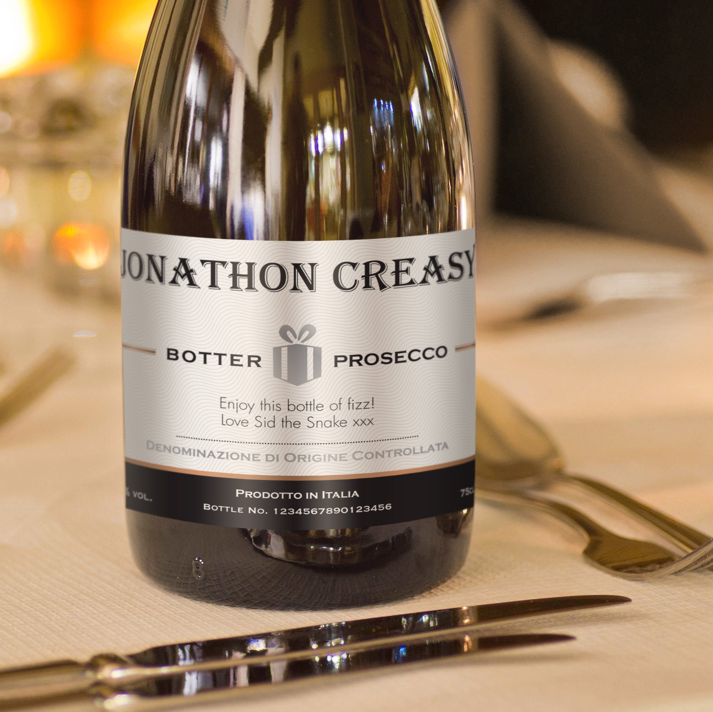 Personalised Contemporary Label Prosecco - gift & personalise