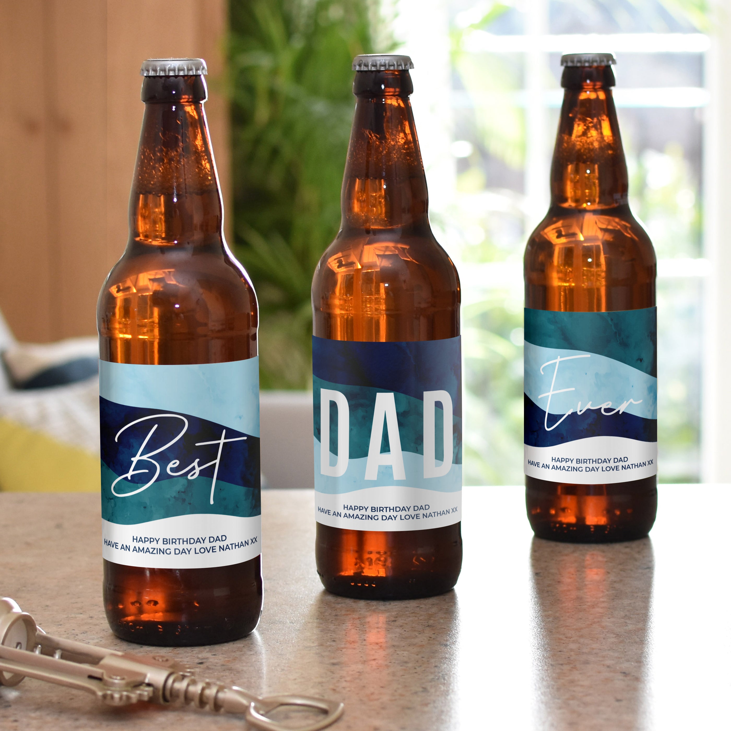 Personalised Best Dad Ever Pack of 3 Beer - gift & personalise