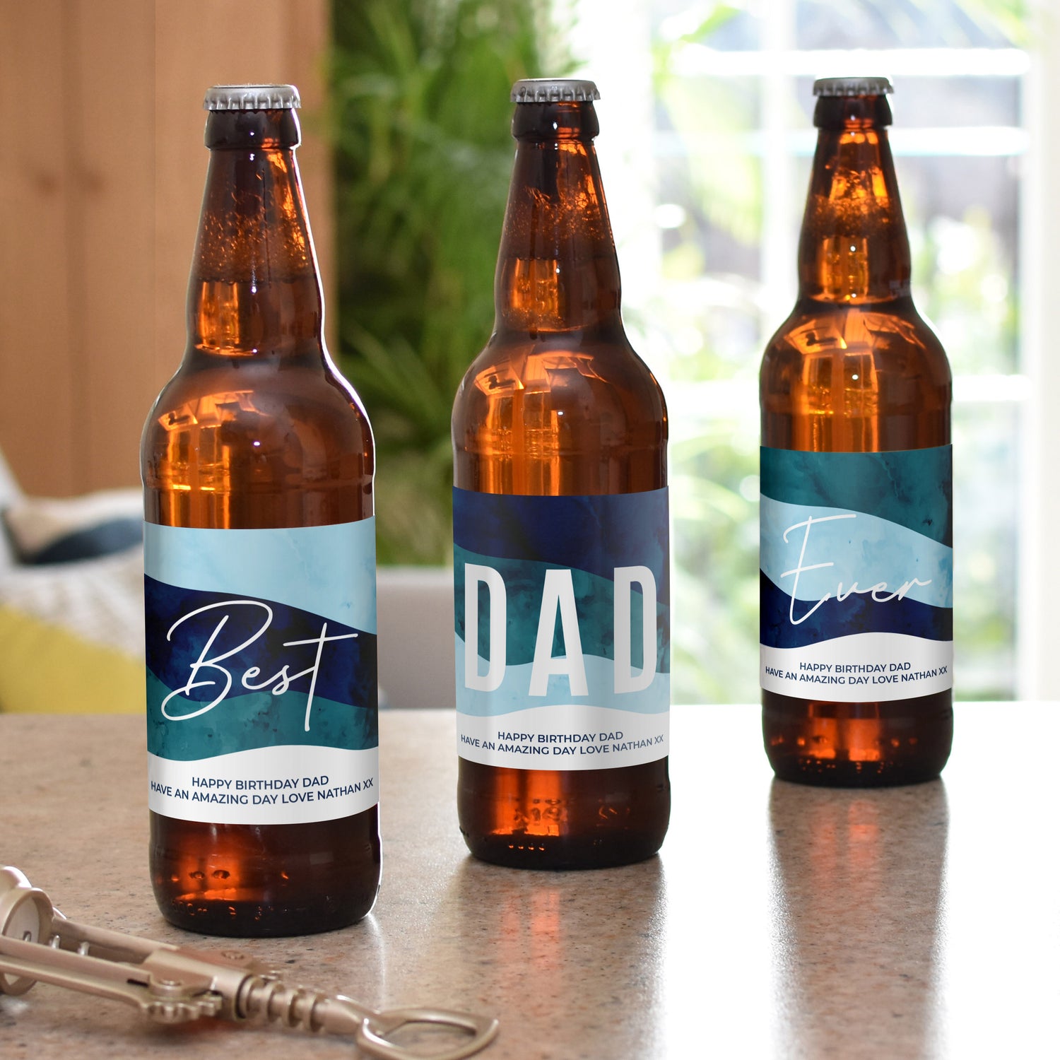 Personalised Best Dad Ever Pack of 3 Beer - gift & personalise