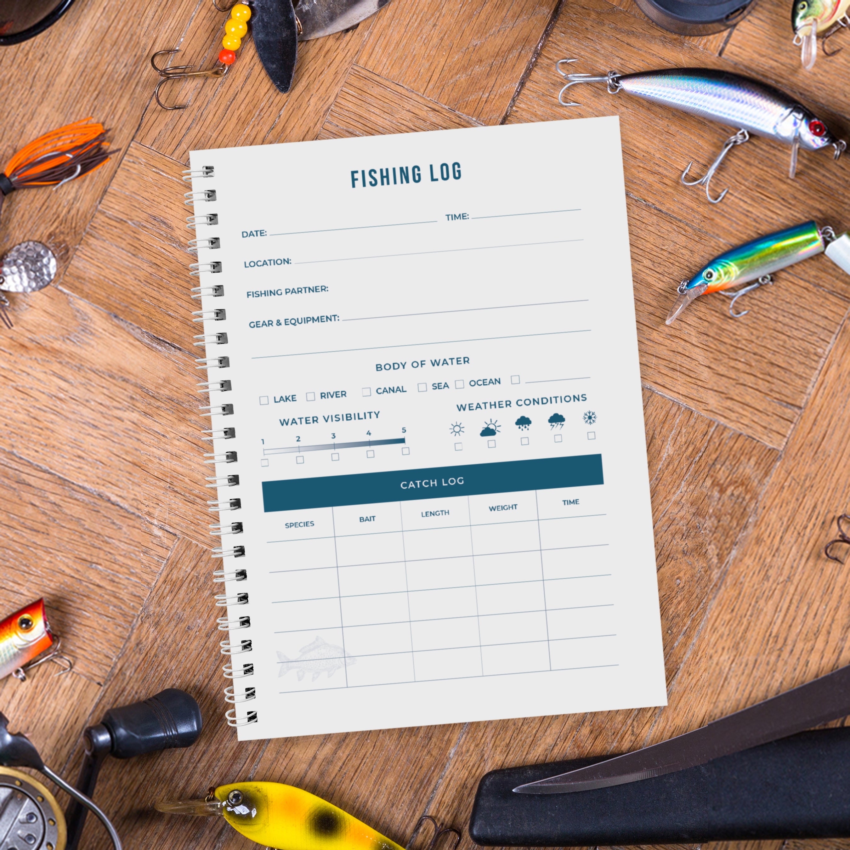 Personalised A5 Fishing Log Book - gift & personalise