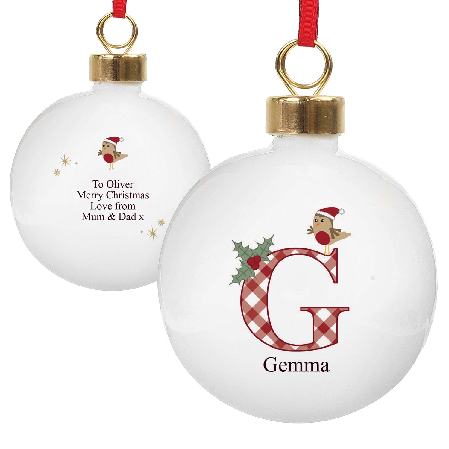 Personalised Initial Little Robin Bauble - gift & personalise