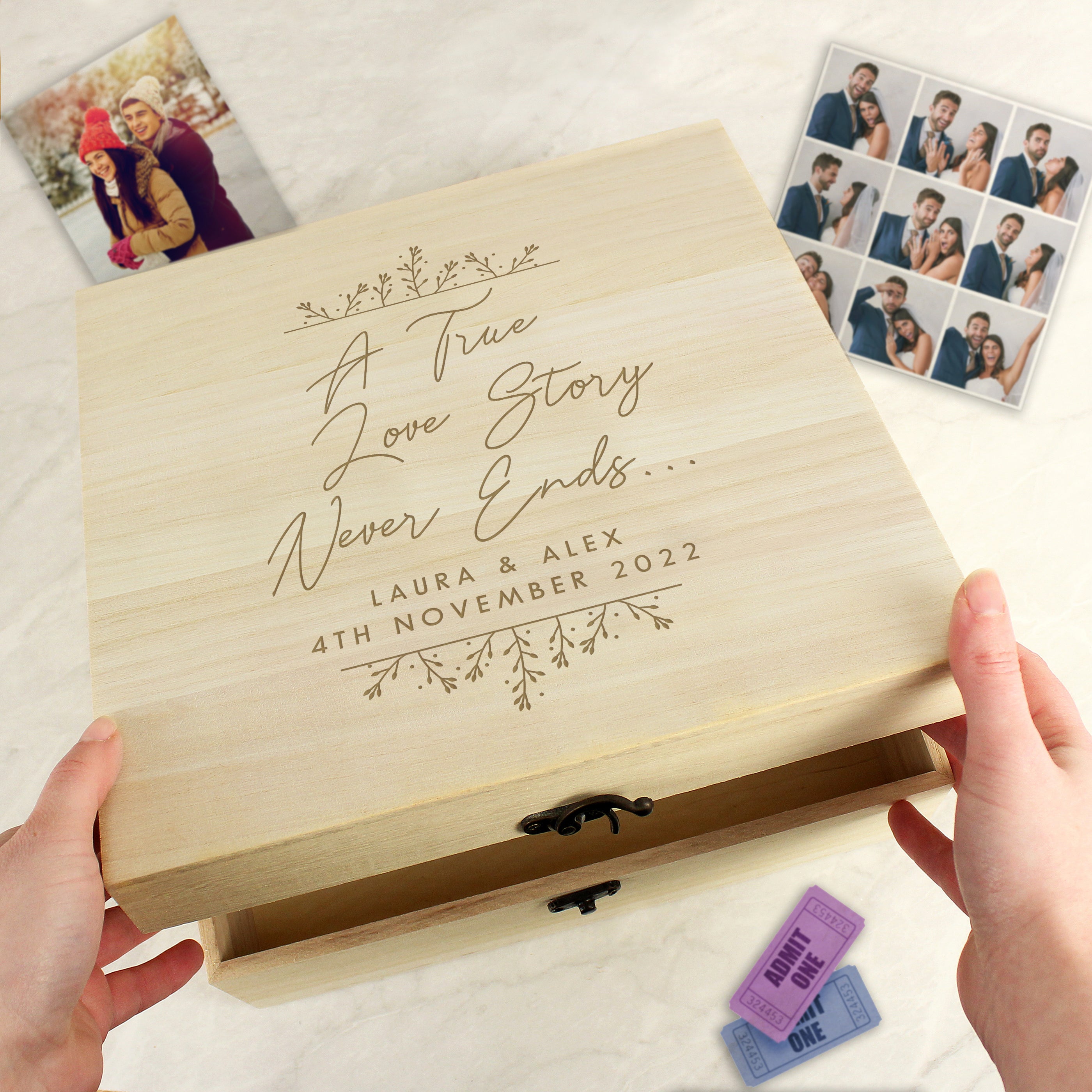 Personalised True Love Story Wooden Keepsake Box - gift & personalise