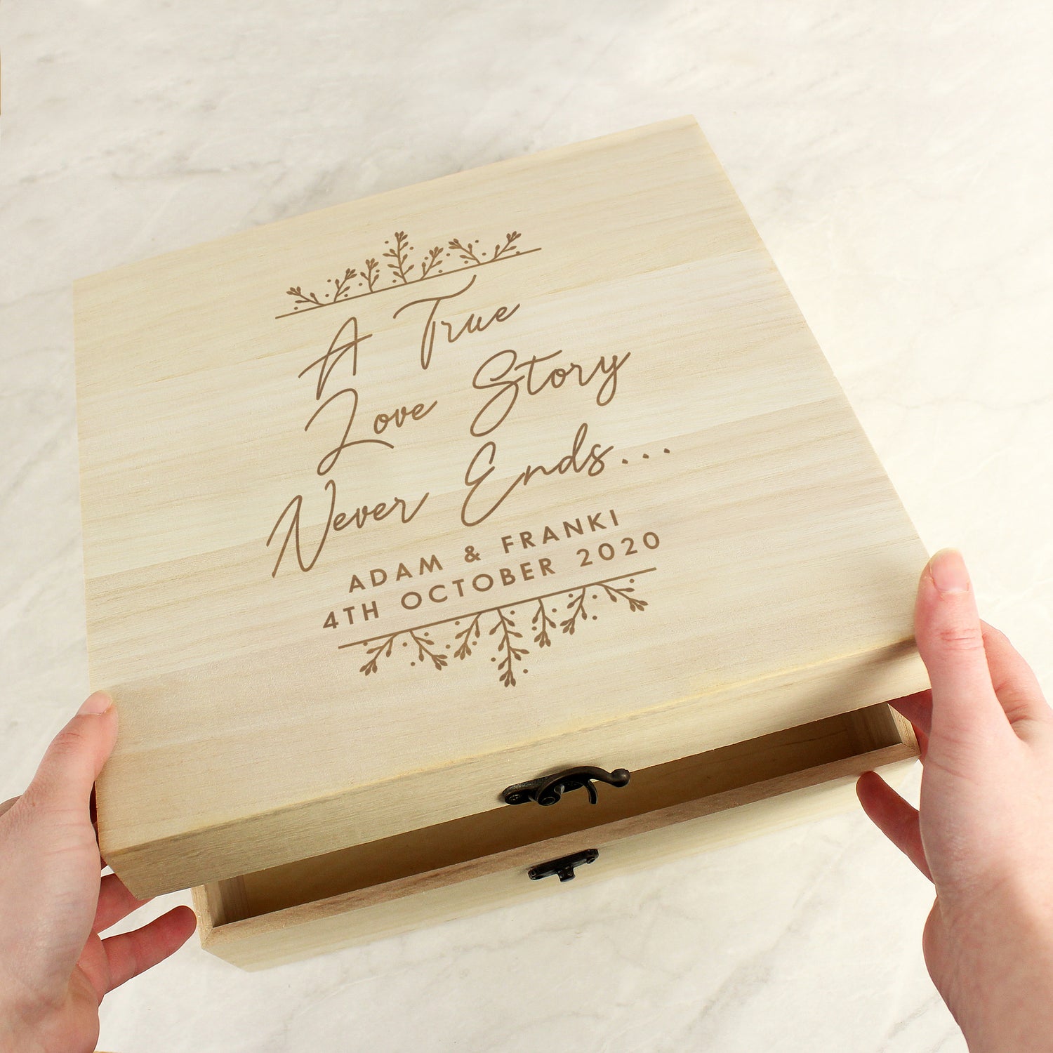 Personalised True Love Story Wooden Keepsake Box - gift & personalise