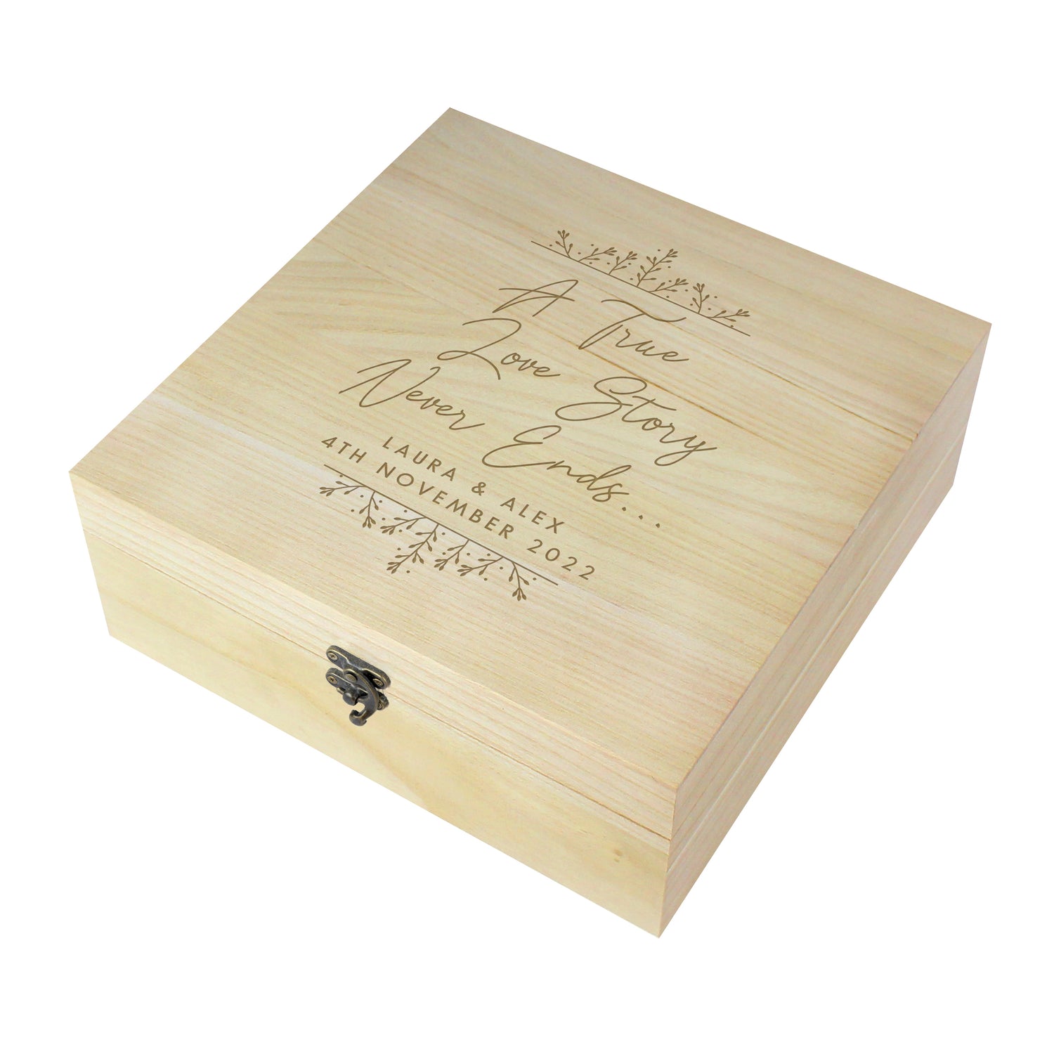 Personalised True Love Story Wooden Keepsake Box - gift & personalise