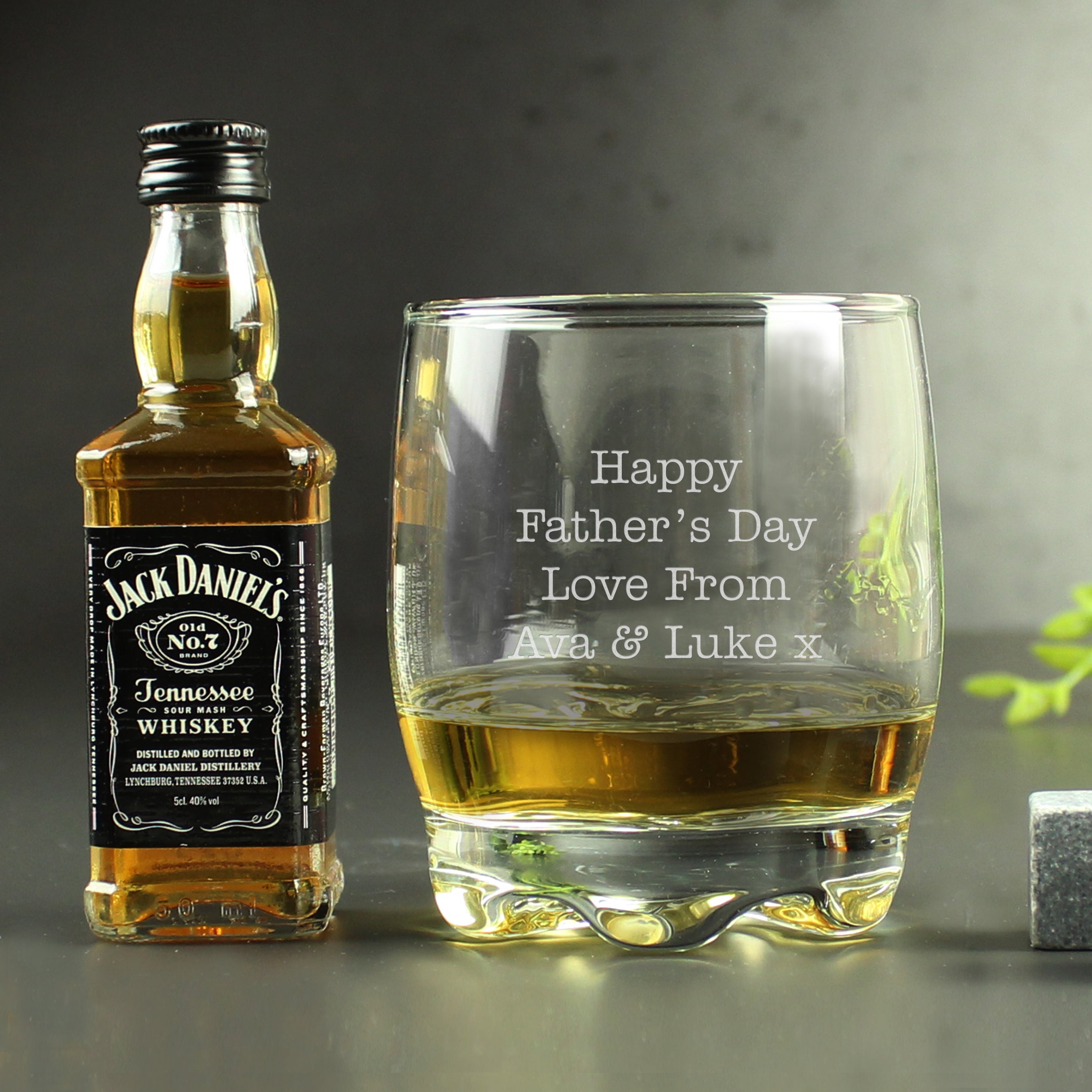 Personalised Free Text Tumbler and Whiskey Miniature Set - gift & personalise
