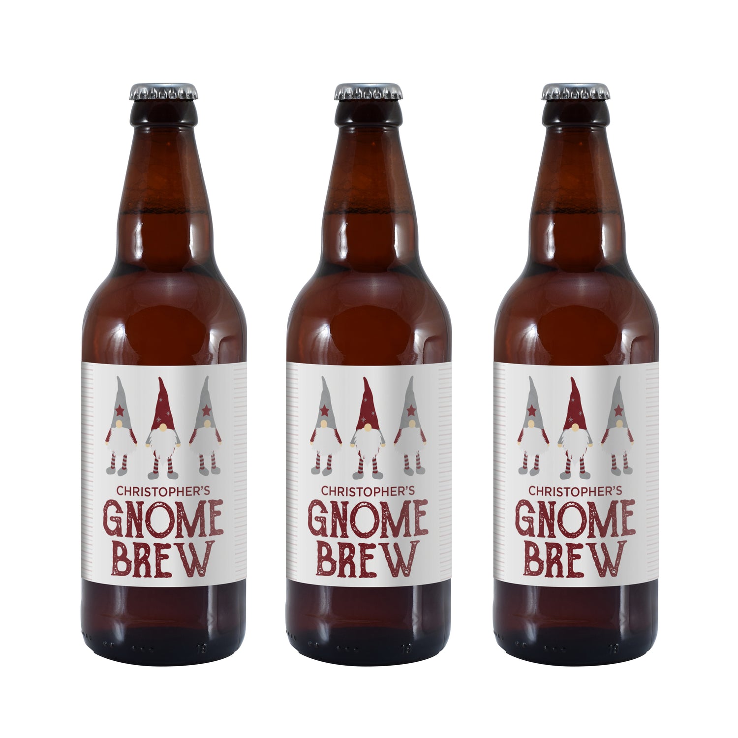 Personalised Christmas Gonk Pack of 3 Beer - gift & personalise