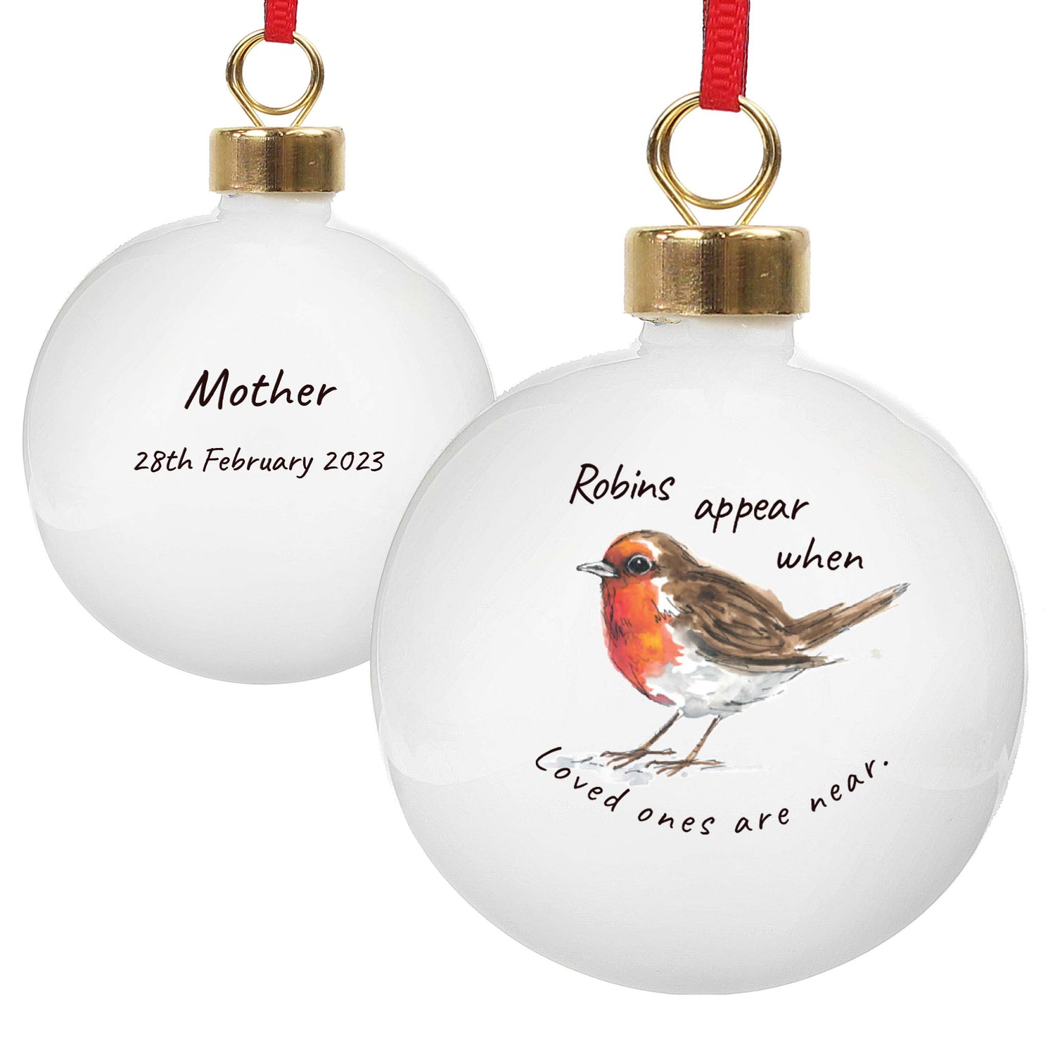 Personalised Robins Appear Bauble - gift & personalise