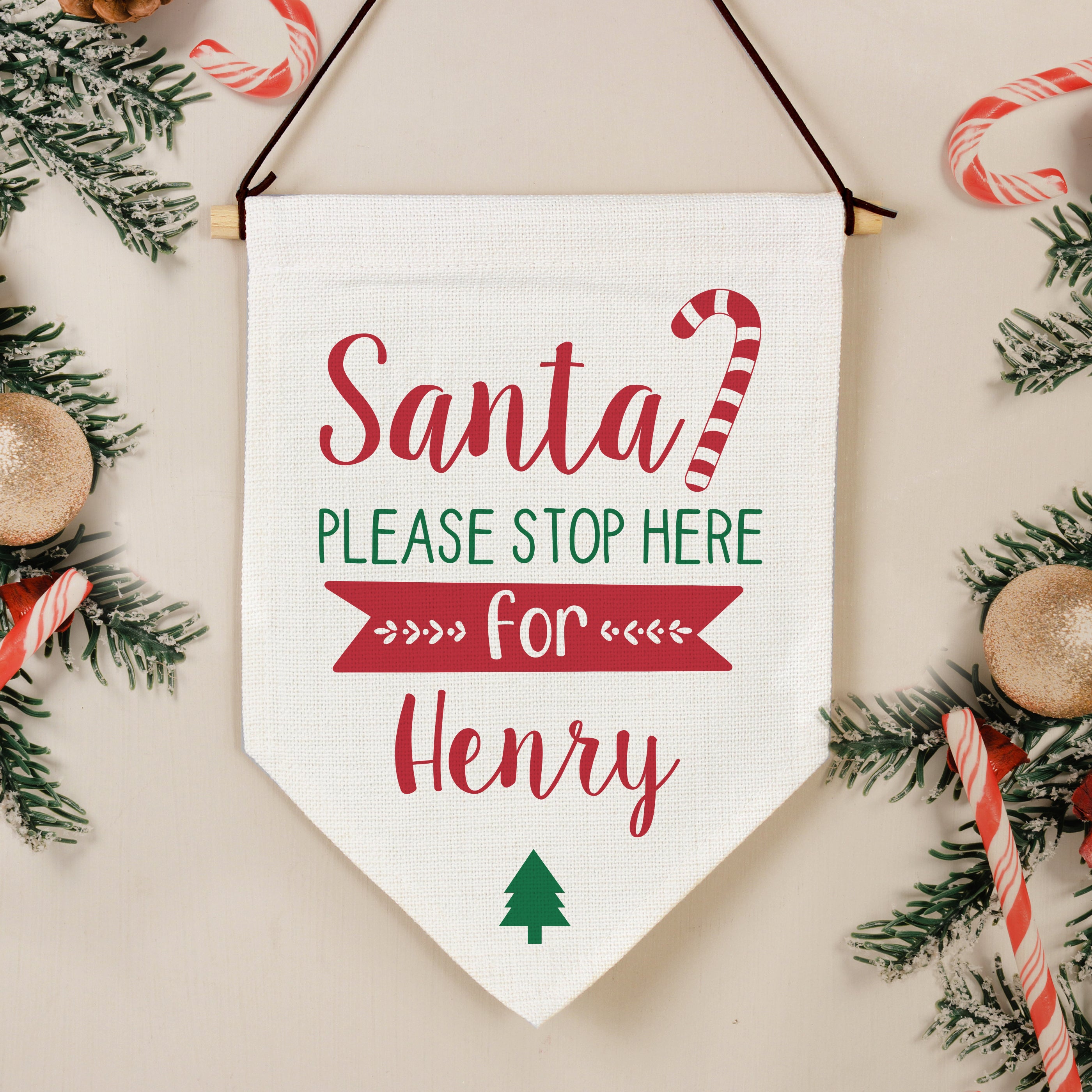 Personalised Santa Stop Here Hanging Banner - gift & personalise