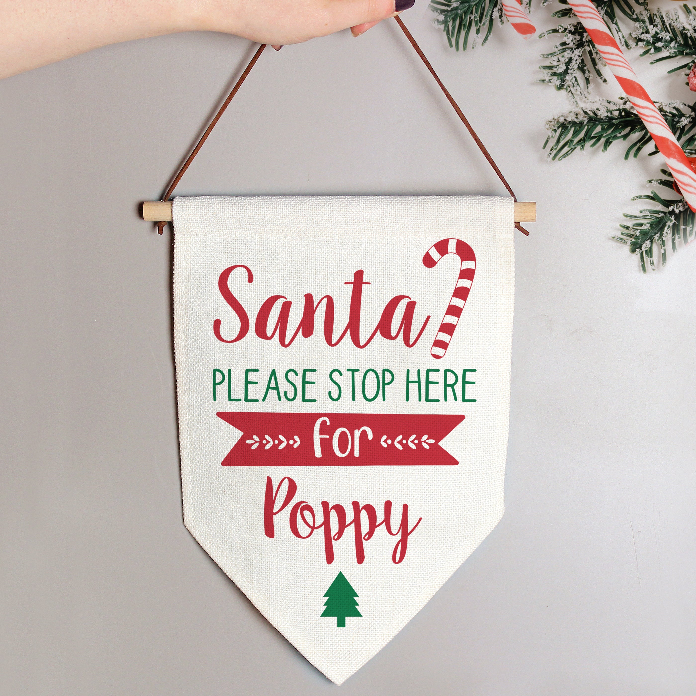 Personalised Santa Stop Here Hanging Banner - gift & personalise