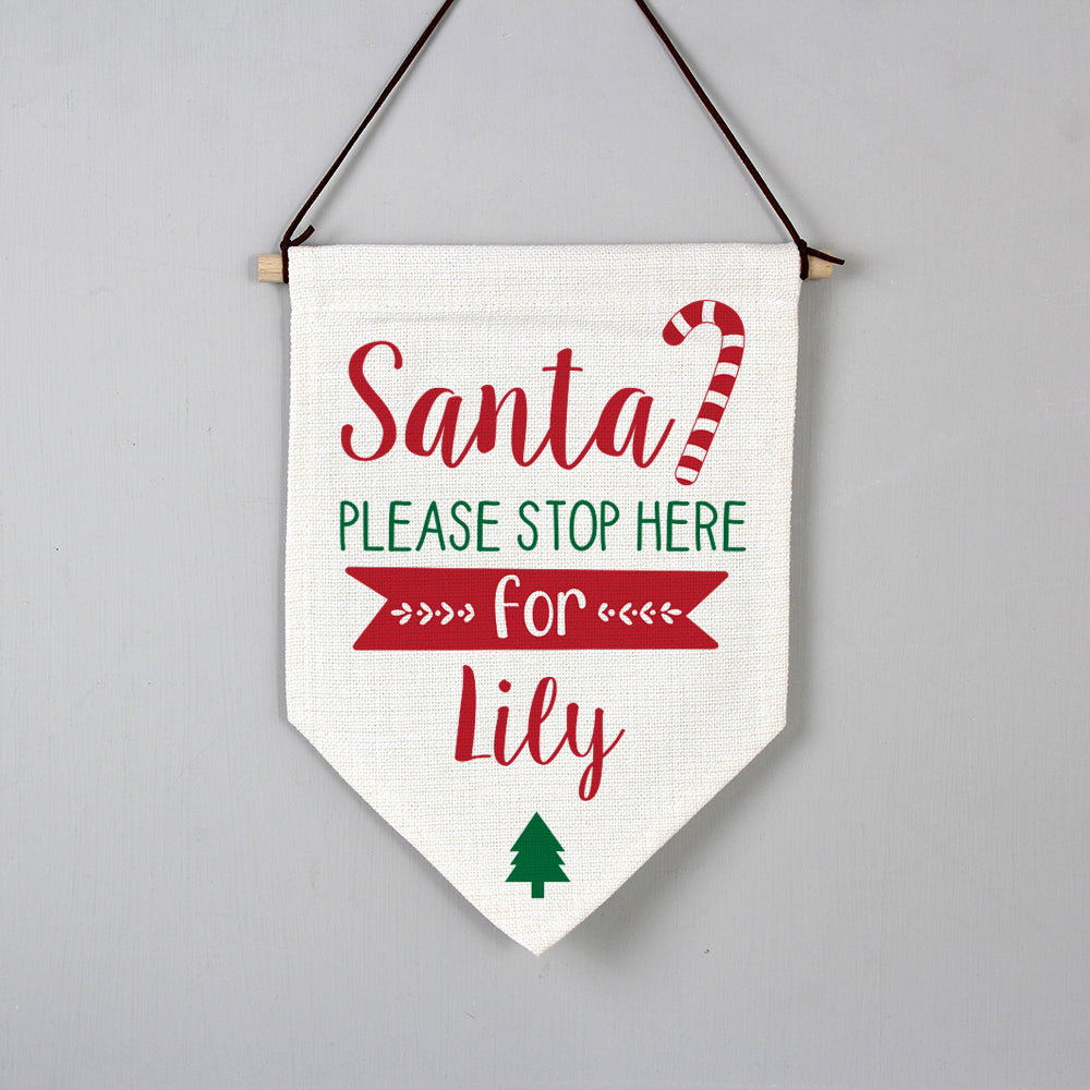 Personalised Santa Stop Here Hanging Banner - gift & personalise