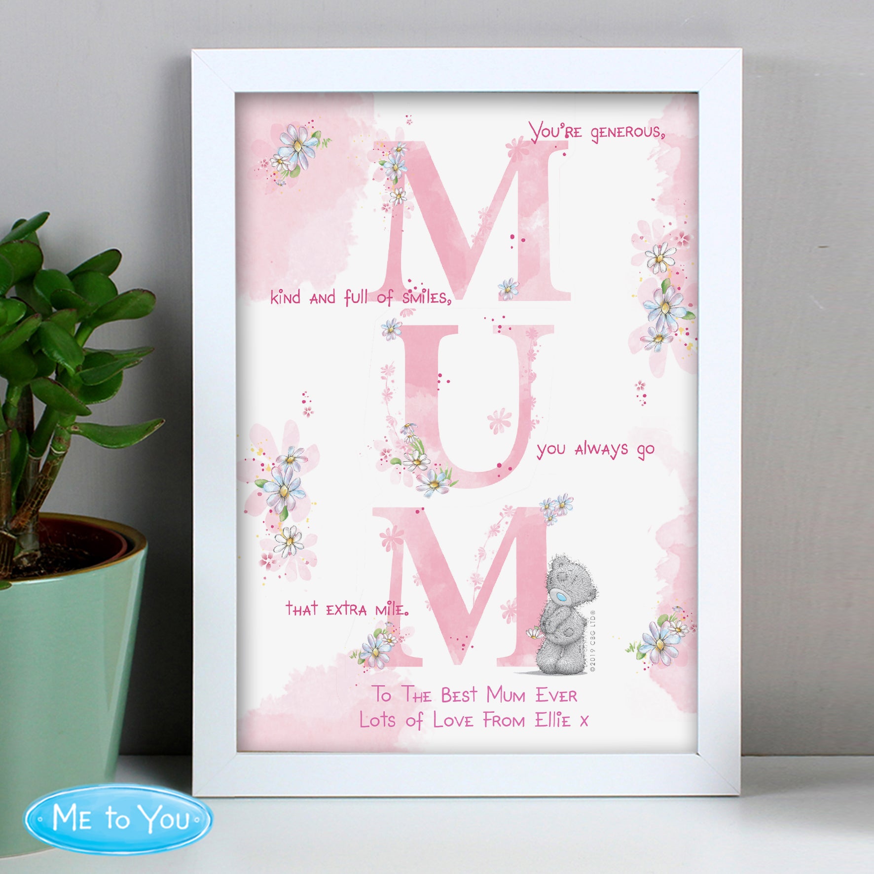 Personalised Me To You Mum White A4 Framed Print - gift & personalise