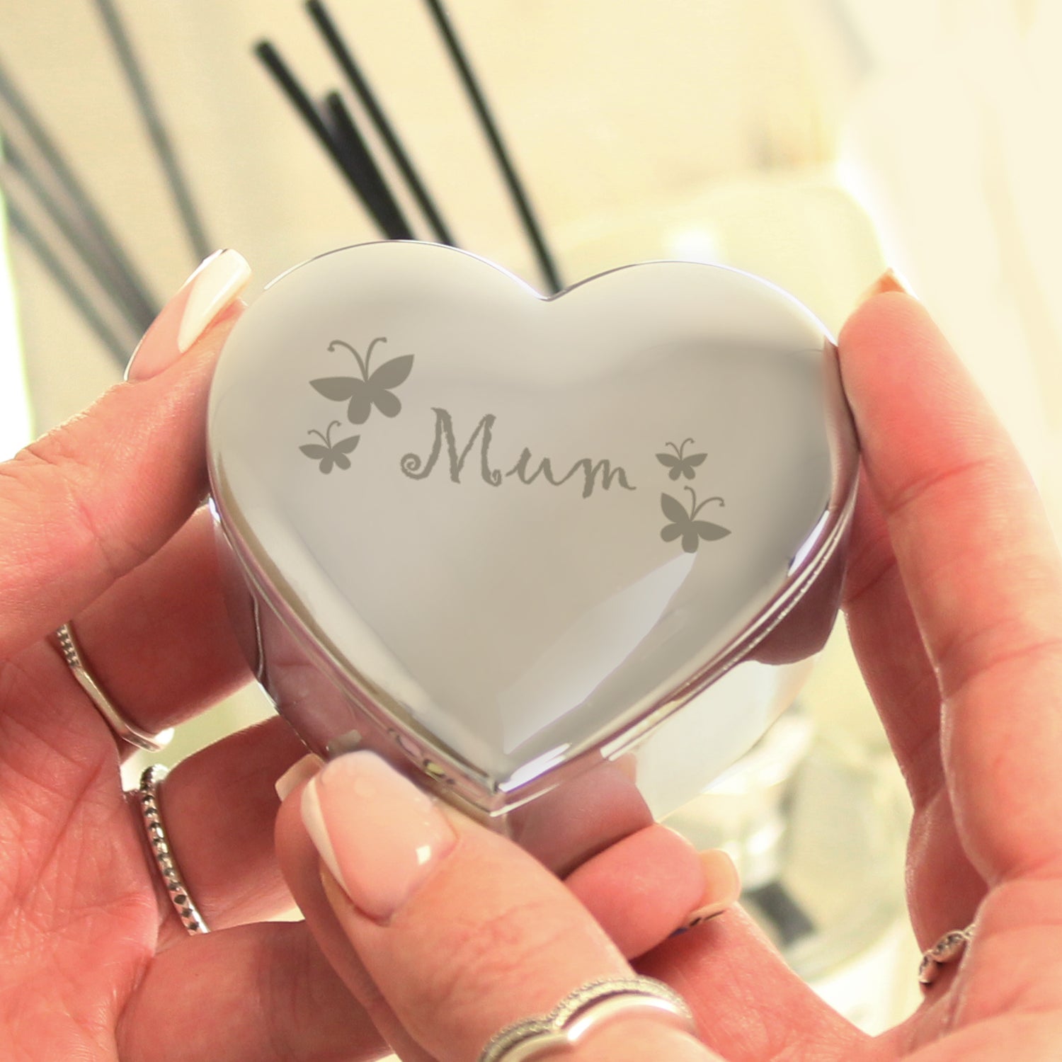 Mum Butterflies Heart Trinket Box - gift & personalise