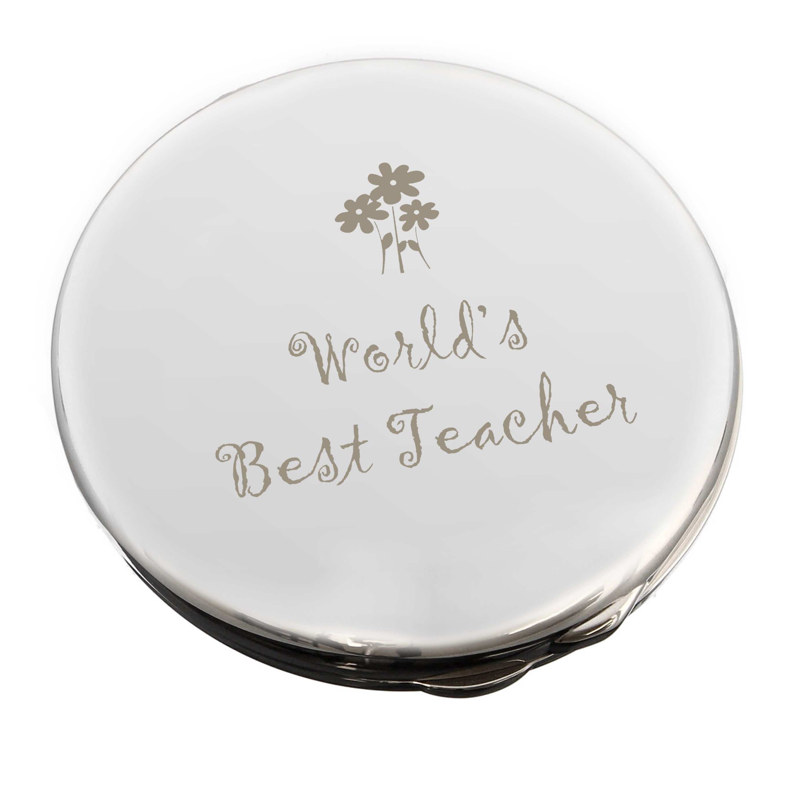 Worlds Best Teacher Round Compact Mirror - gift & personalise