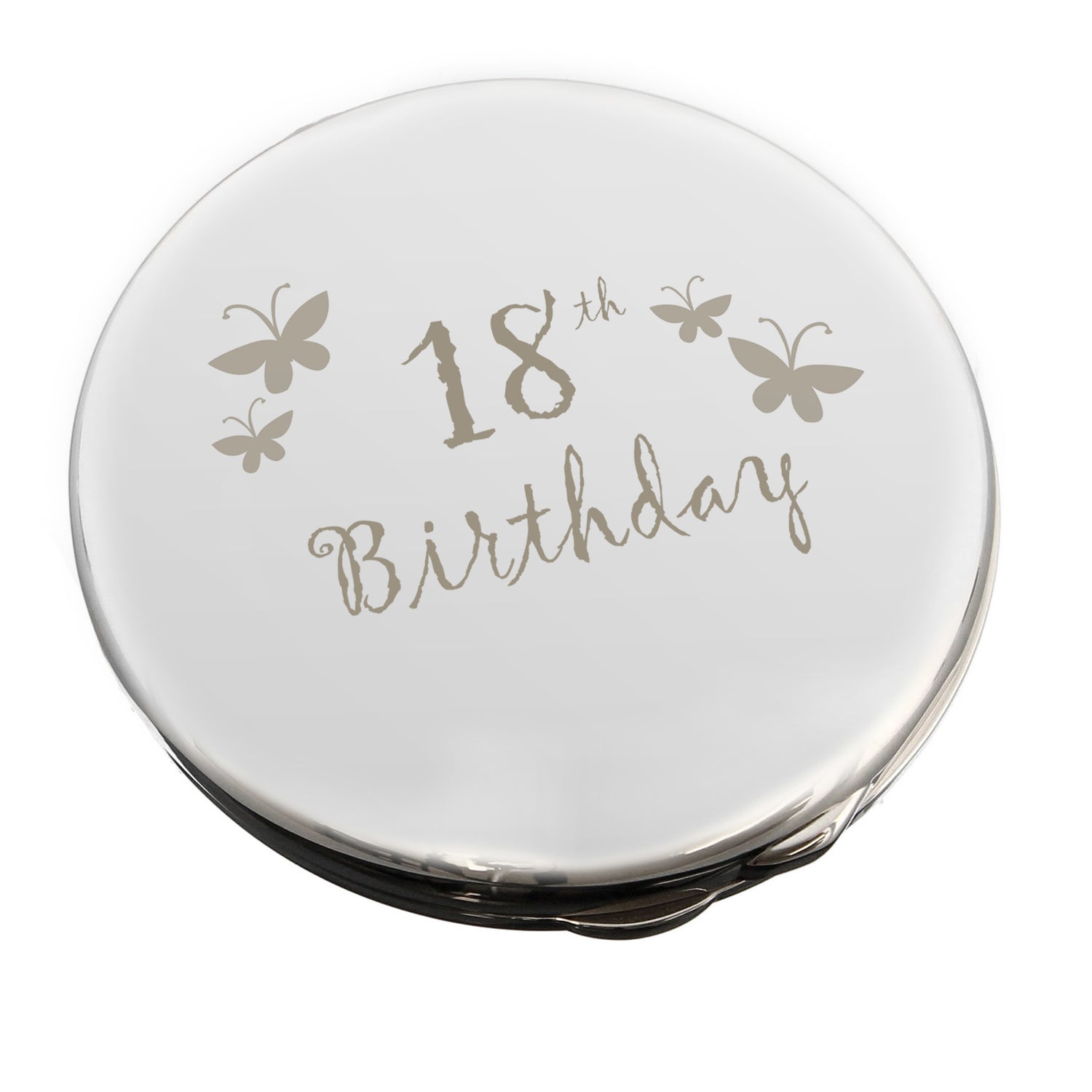 18th Butterfly Round Compact Mirror - gift & personalise