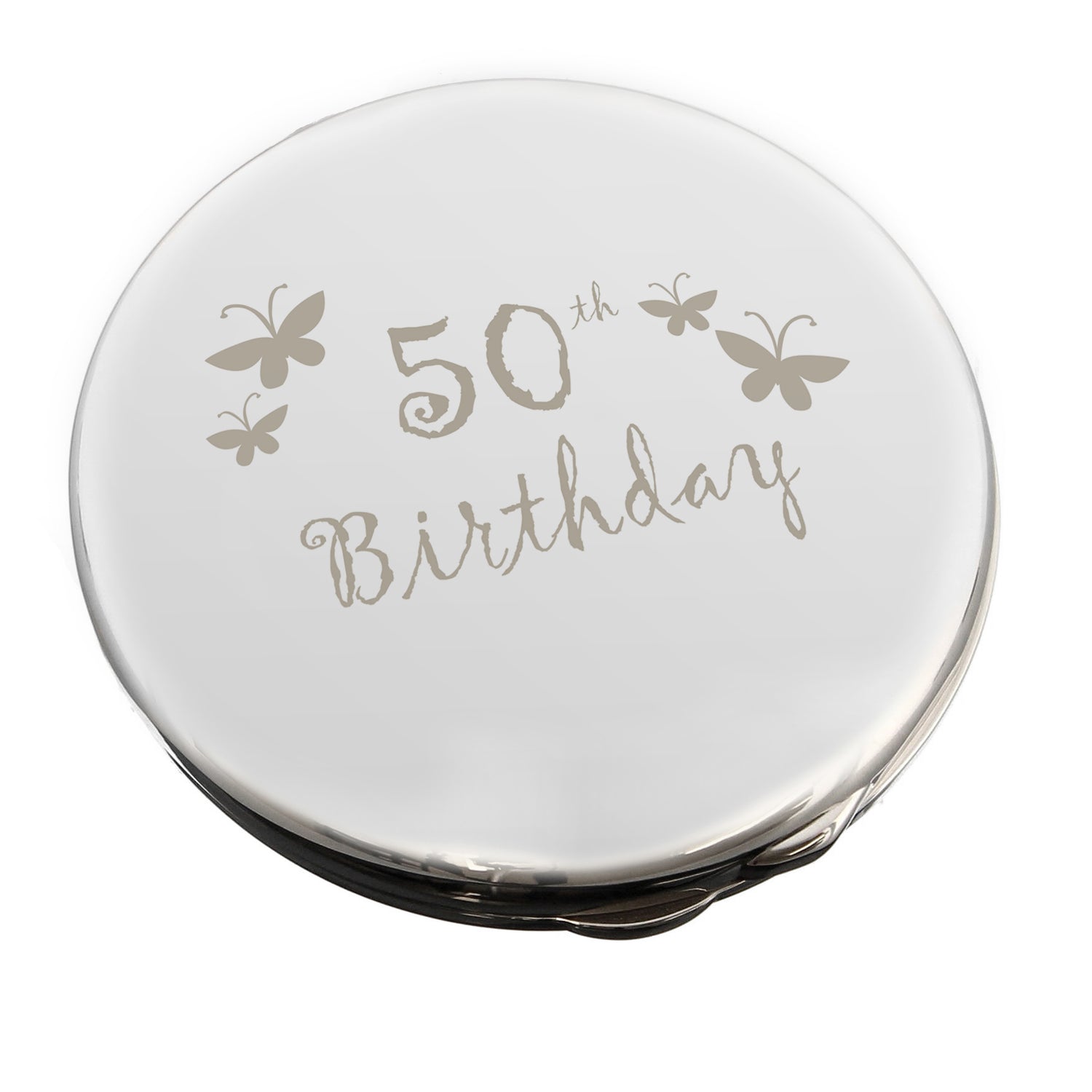 50th Butterfly Round Compact Mirror - gift & personalise