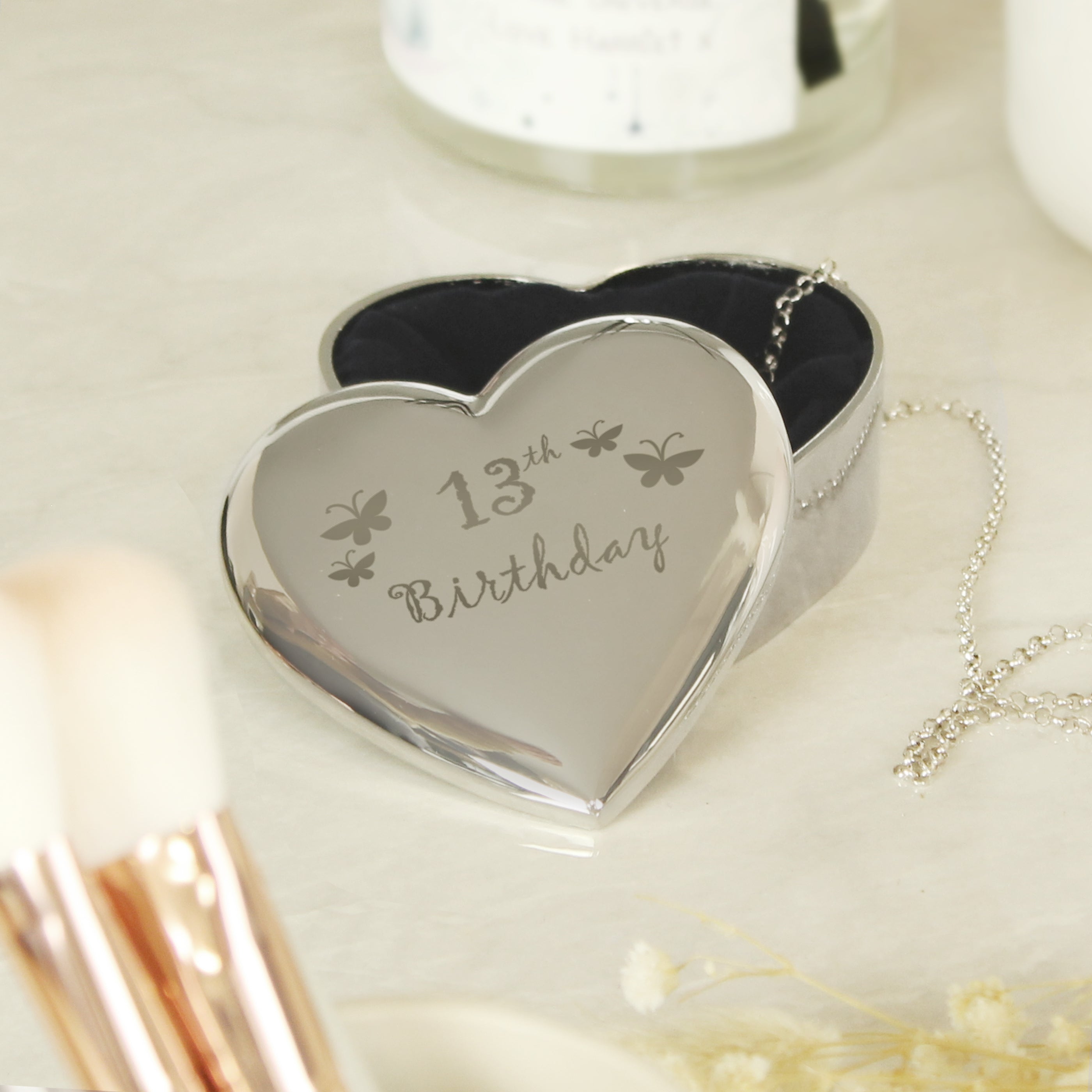 13th Butterflies Heart Trinket Box - gift & personalise