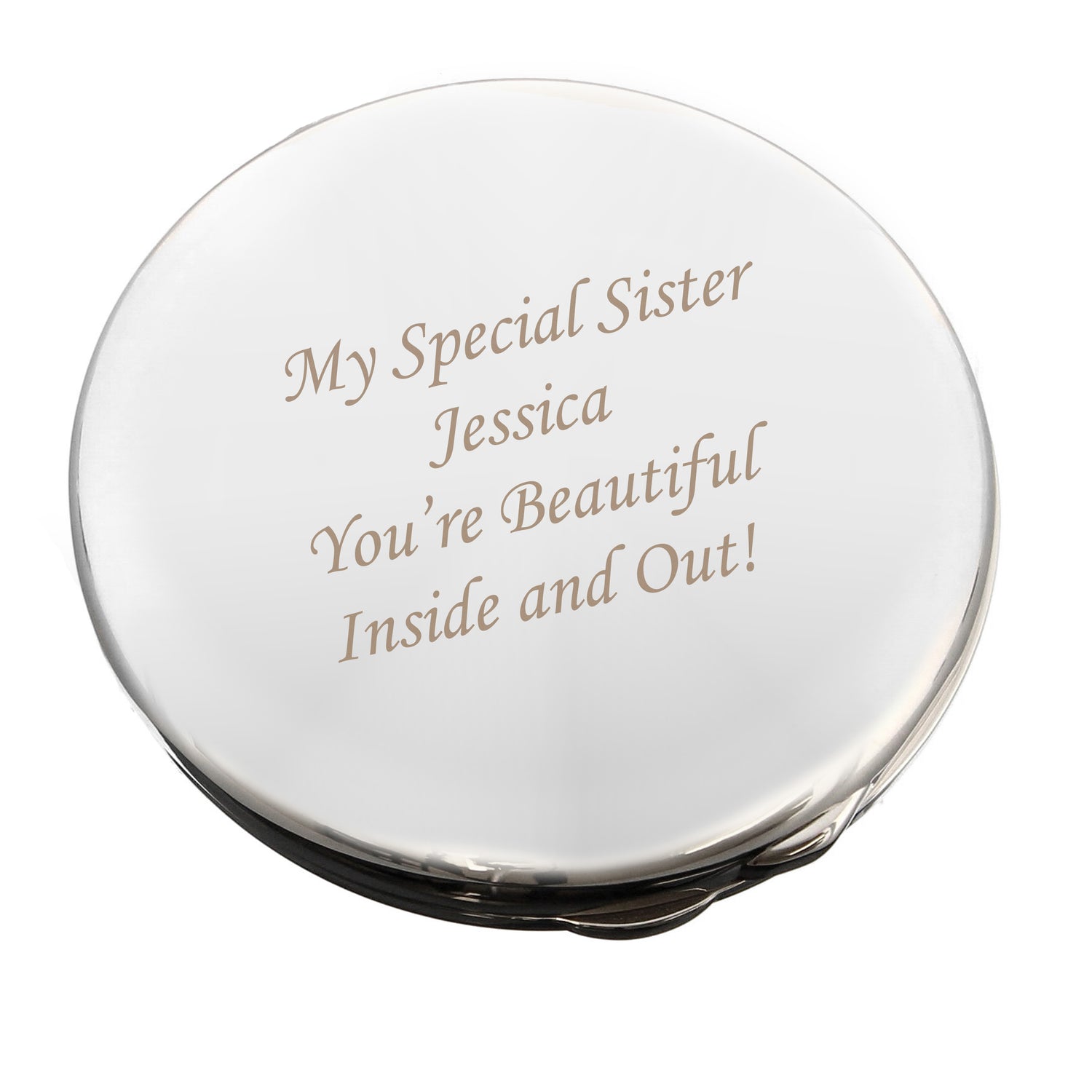 Personalised Silver Round Compact Mirror - gift & personalise