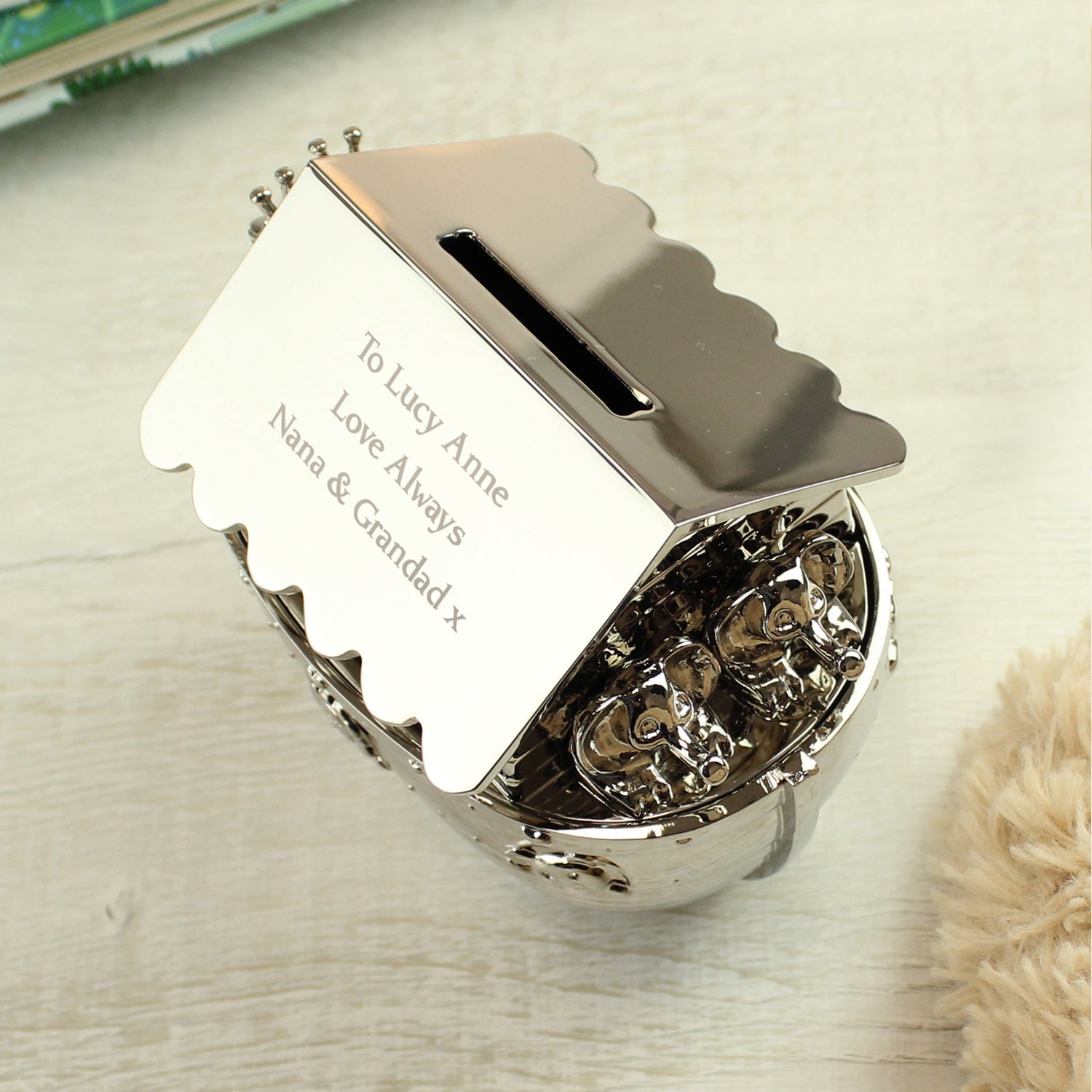 Personalised Silver Noahs Ark Money Box - gift & personalise