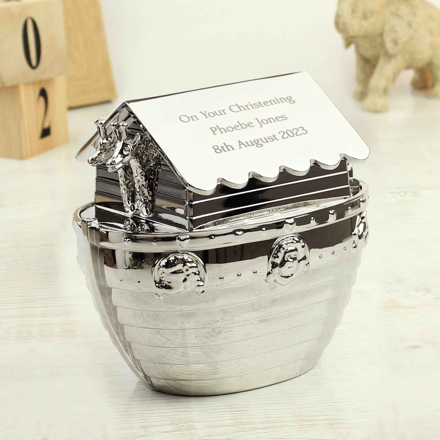 Personalised Silver Noahs Ark Money Box - gift & personalise