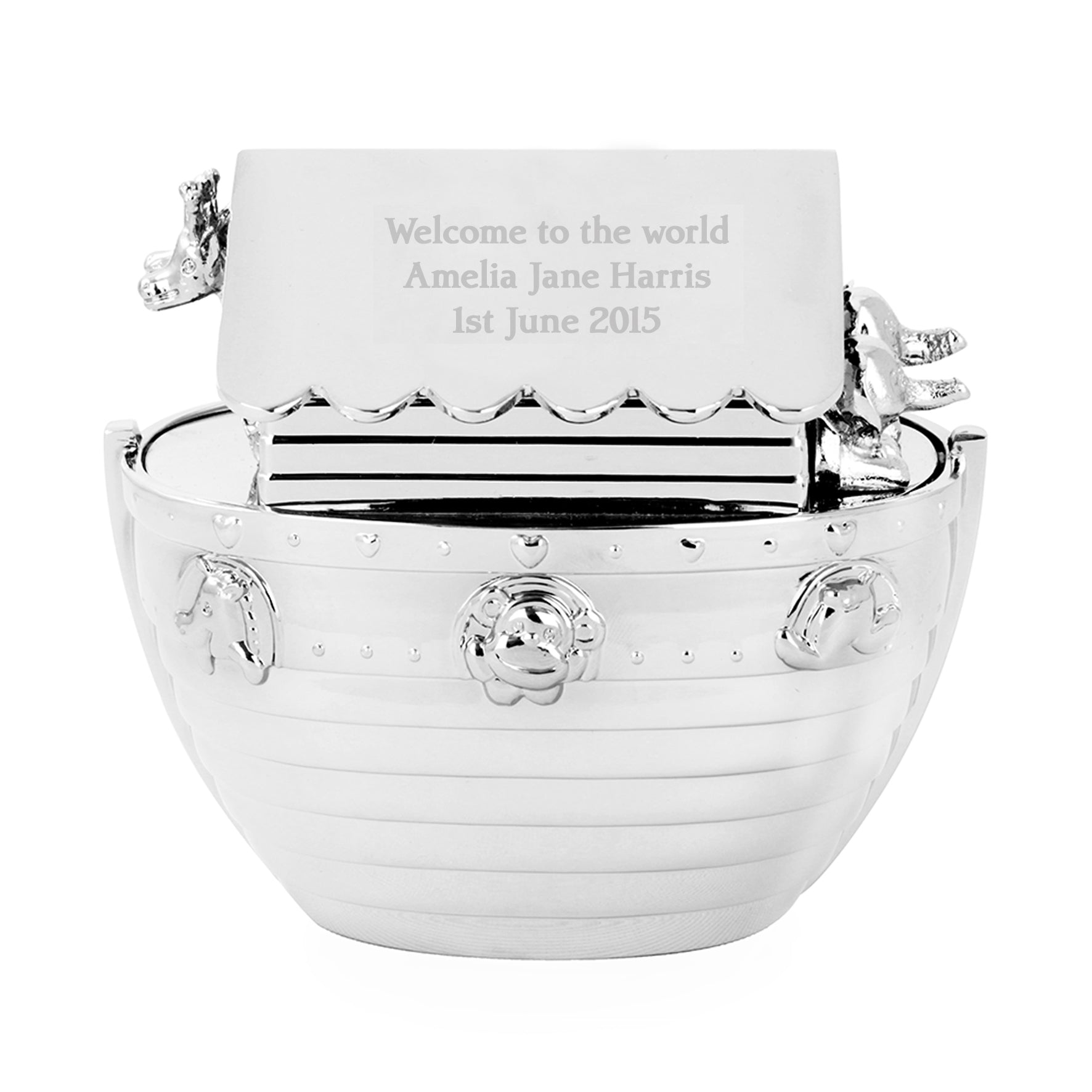 Personalised Silver Noahs Ark Money Box - gift & personalise