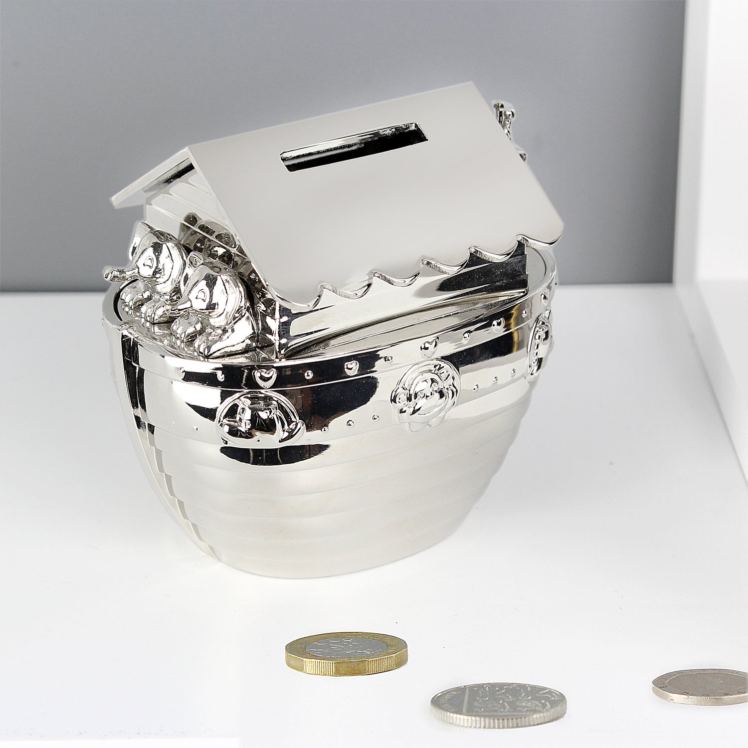 Personalised Silver Noahs Ark Money Box - gift & personalise