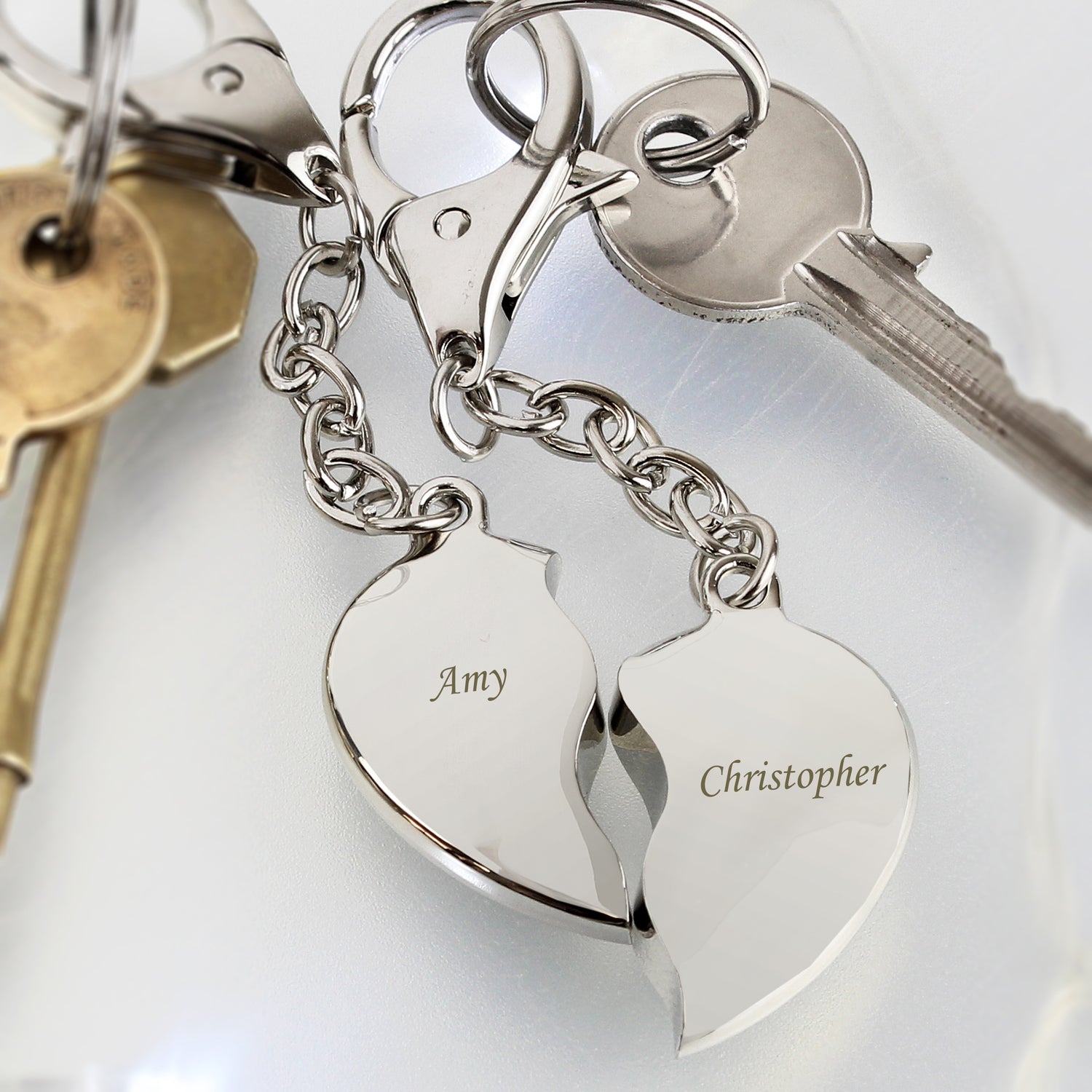 Personalised Two Hearts Keyring - gift & personalise