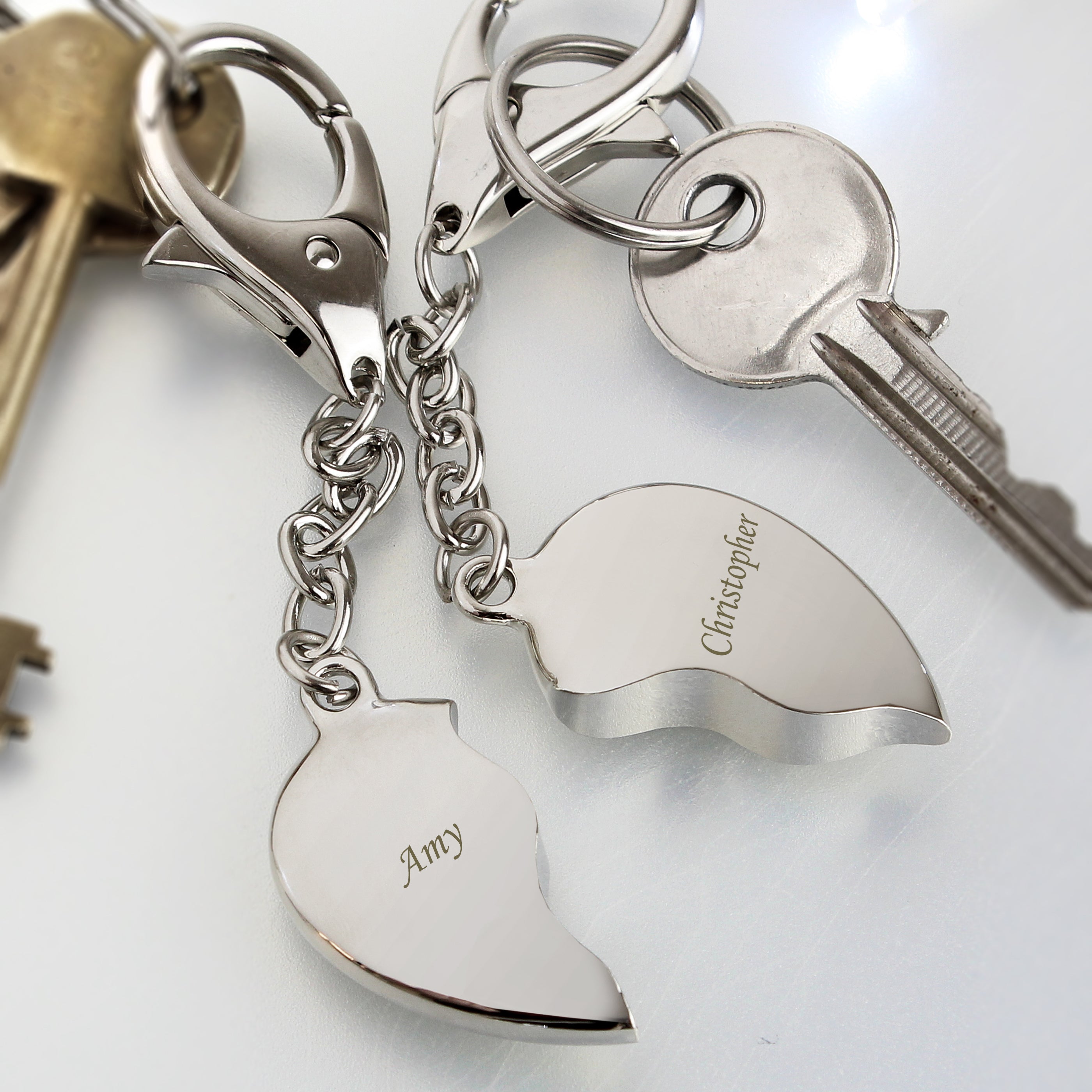 Personalised Two Hearts Keyring - gift & personalise