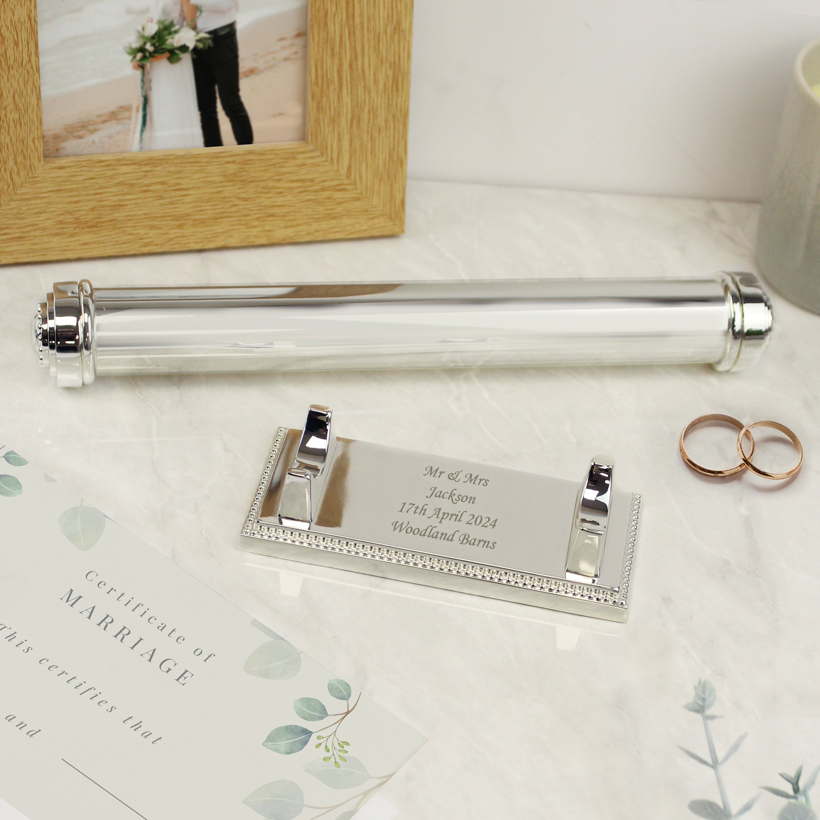 Personalised Plain Silver Plated Certificate Holder - gift & personalise