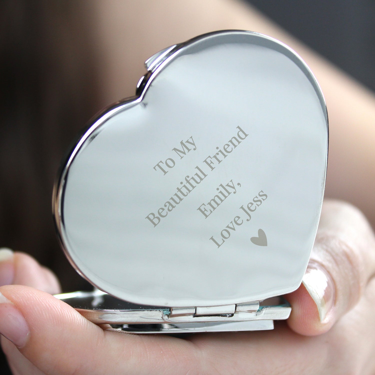 Personalised Diamante Heart Compact Mirror - gift & personalise