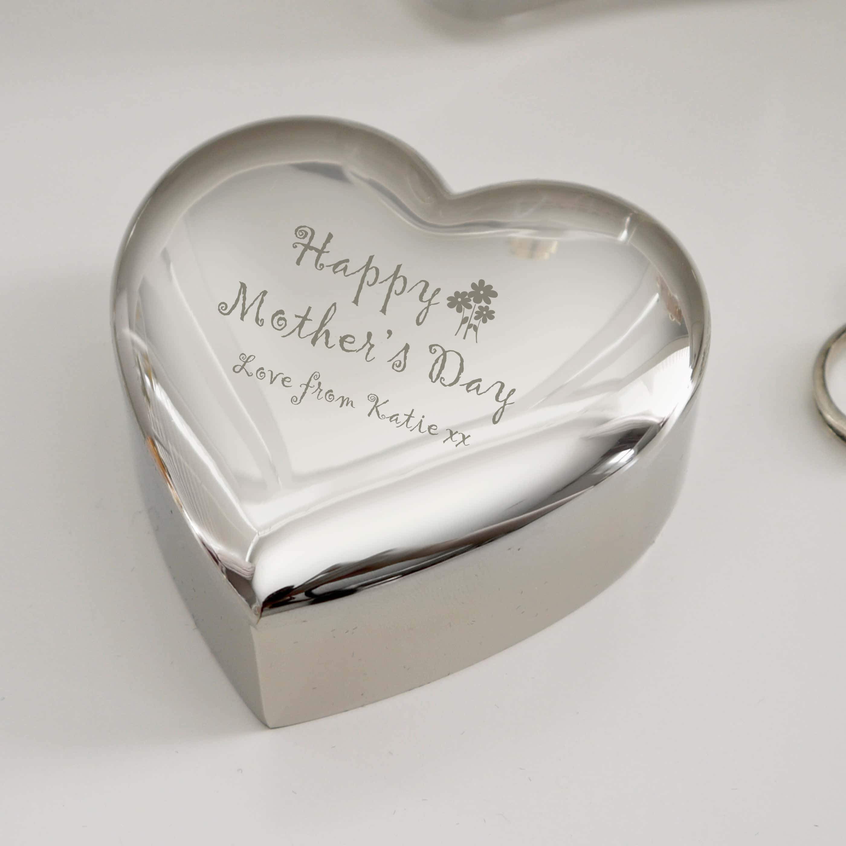 Personalised Happy Mothers Day Heart Trinket Box - gift & personalise