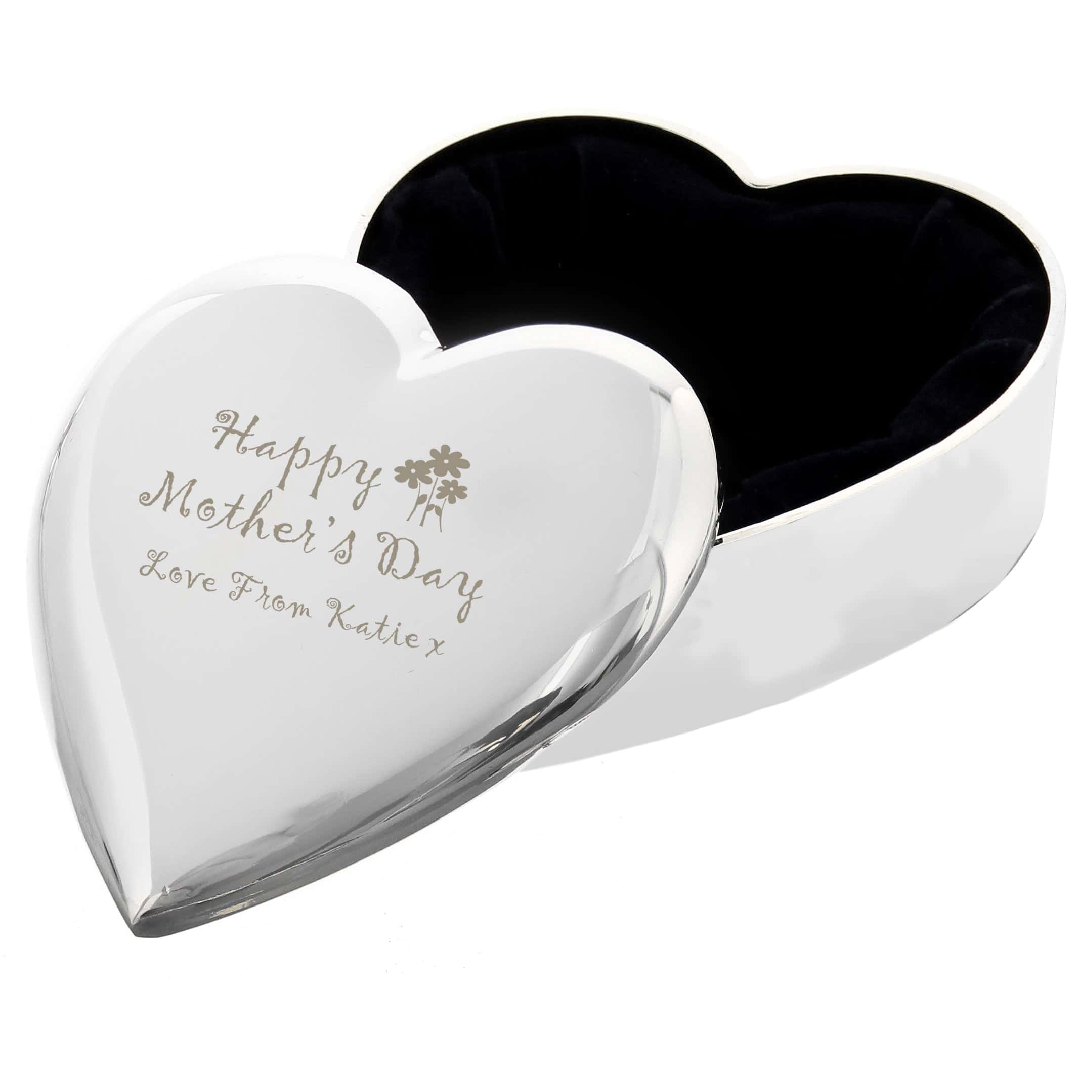 Personalised Happy Mothers Day Heart Trinket Box - gift & personalise