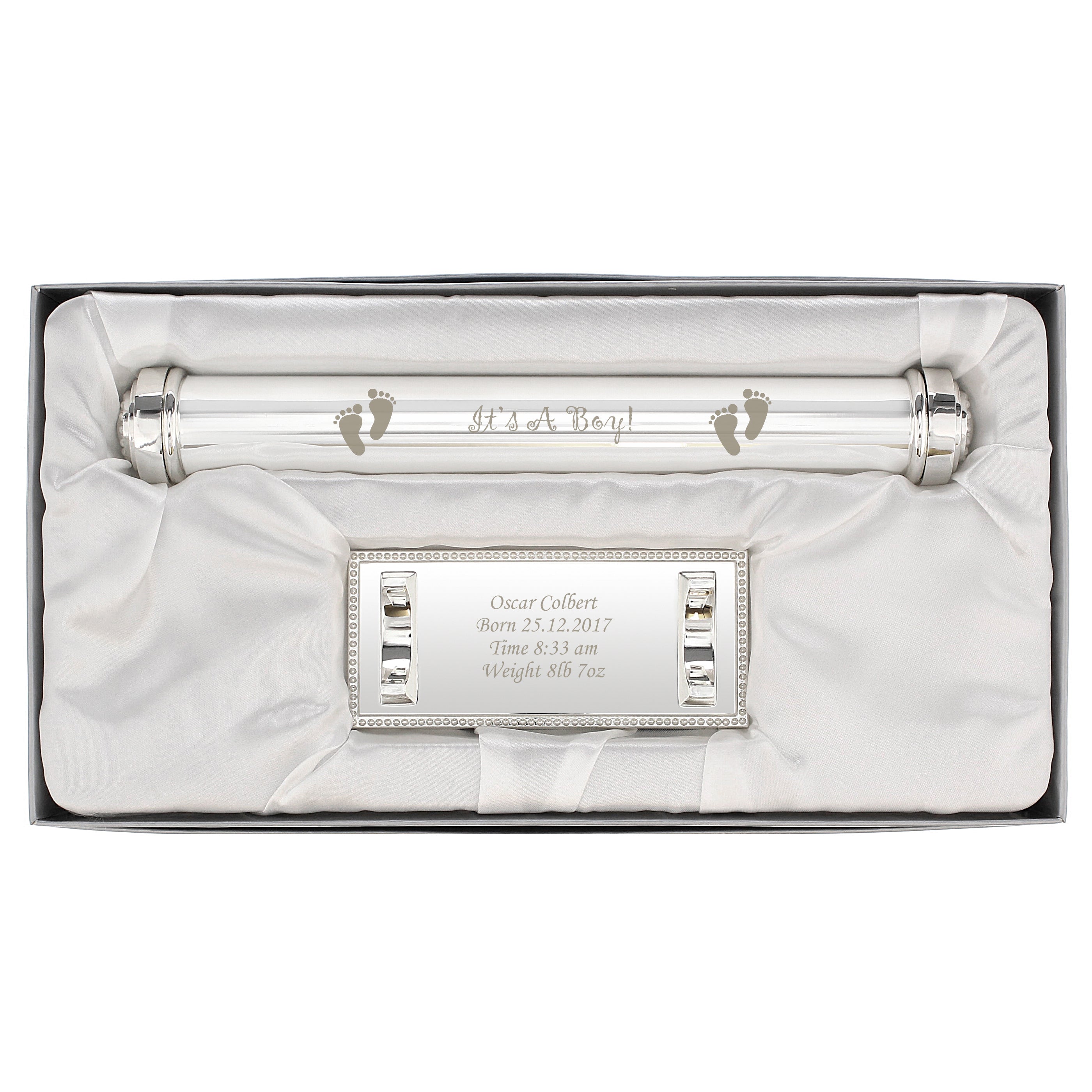 Personalised Its A Boy Silver Plated Certificate Holder - gift & personalise