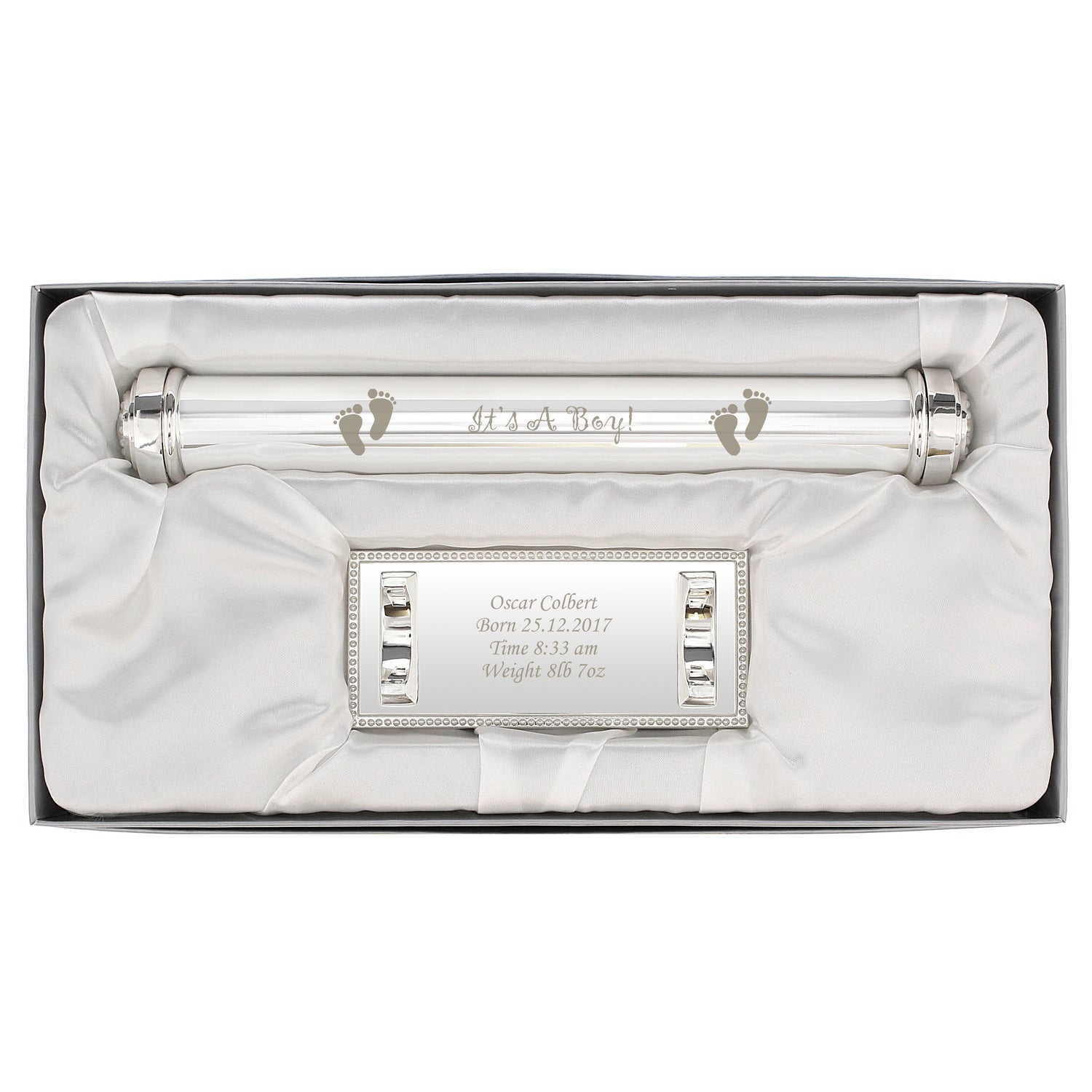 Personalised Its A Boy Silver Plated Certificate Holder - gift & personalise