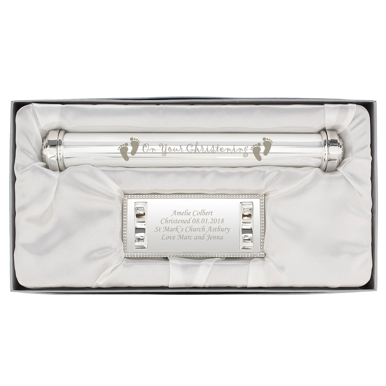 Personalised Christening Silver Plated Certificate Holder - gift & personalise