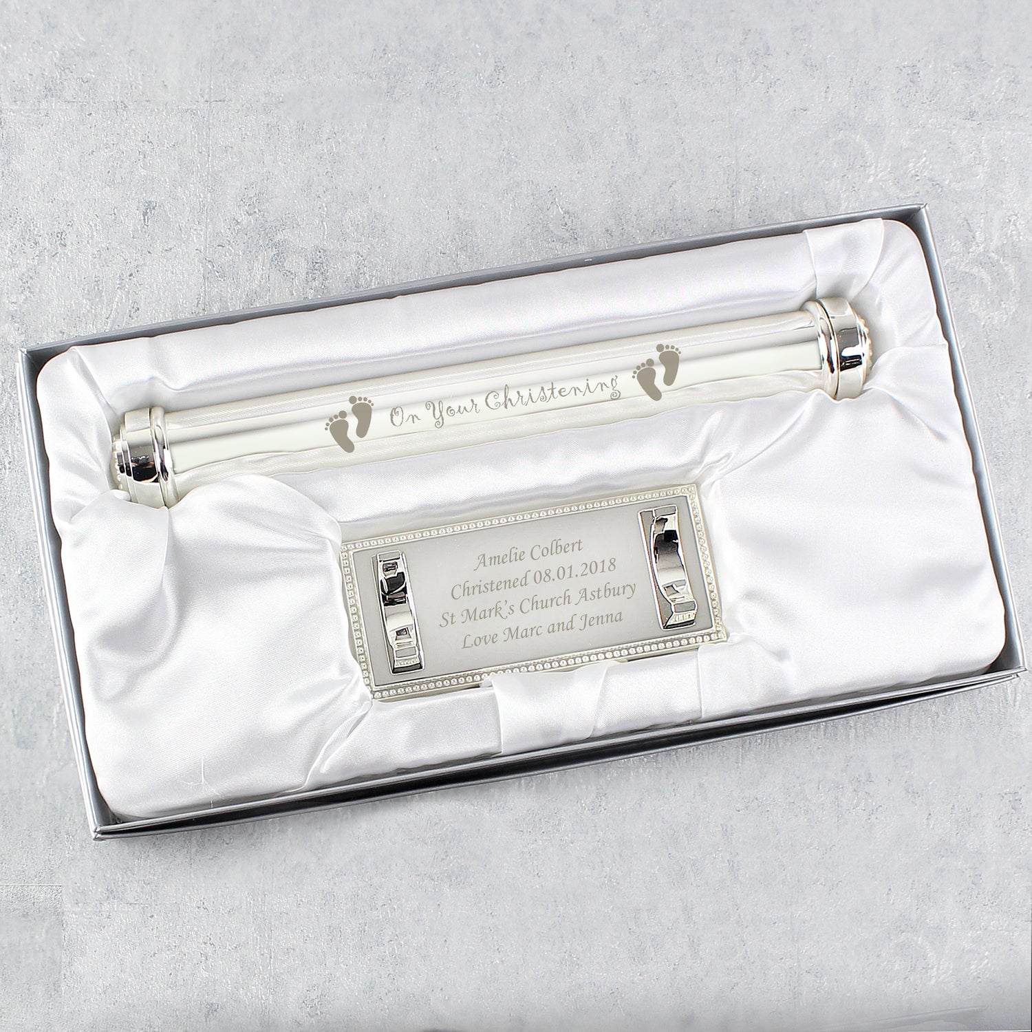 Personalised Christening Silver Plated Certificate Holder - gift & personalise