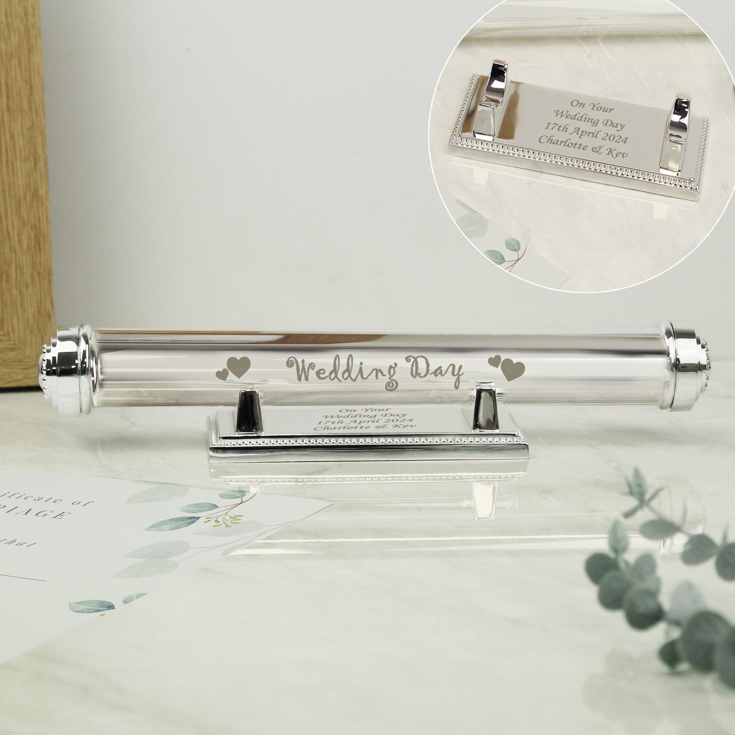 Personalised Wedding Day Silver Plated Certificate Holder - gift & personalise