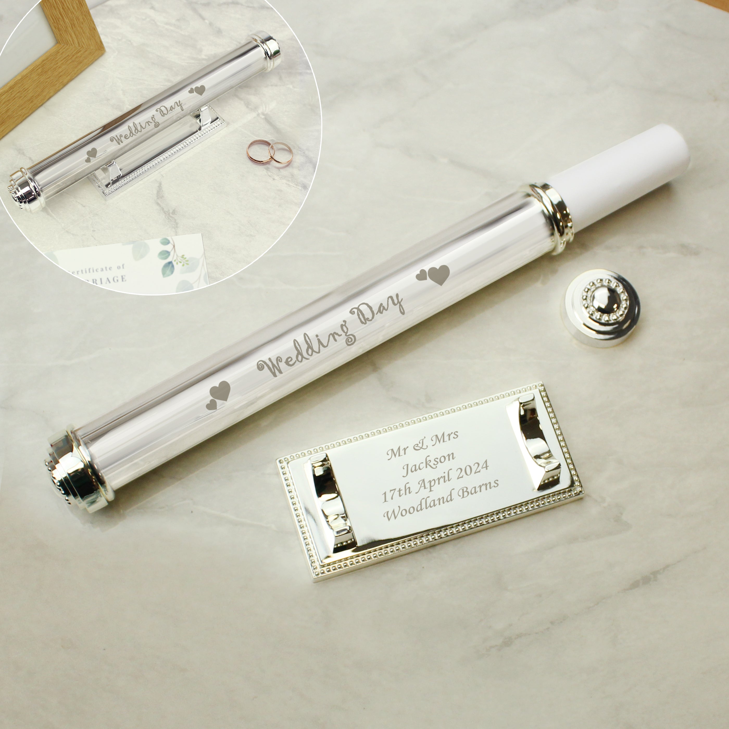 Personalised Wedding Day Silver Plated Certificate Holder - gift & personalise