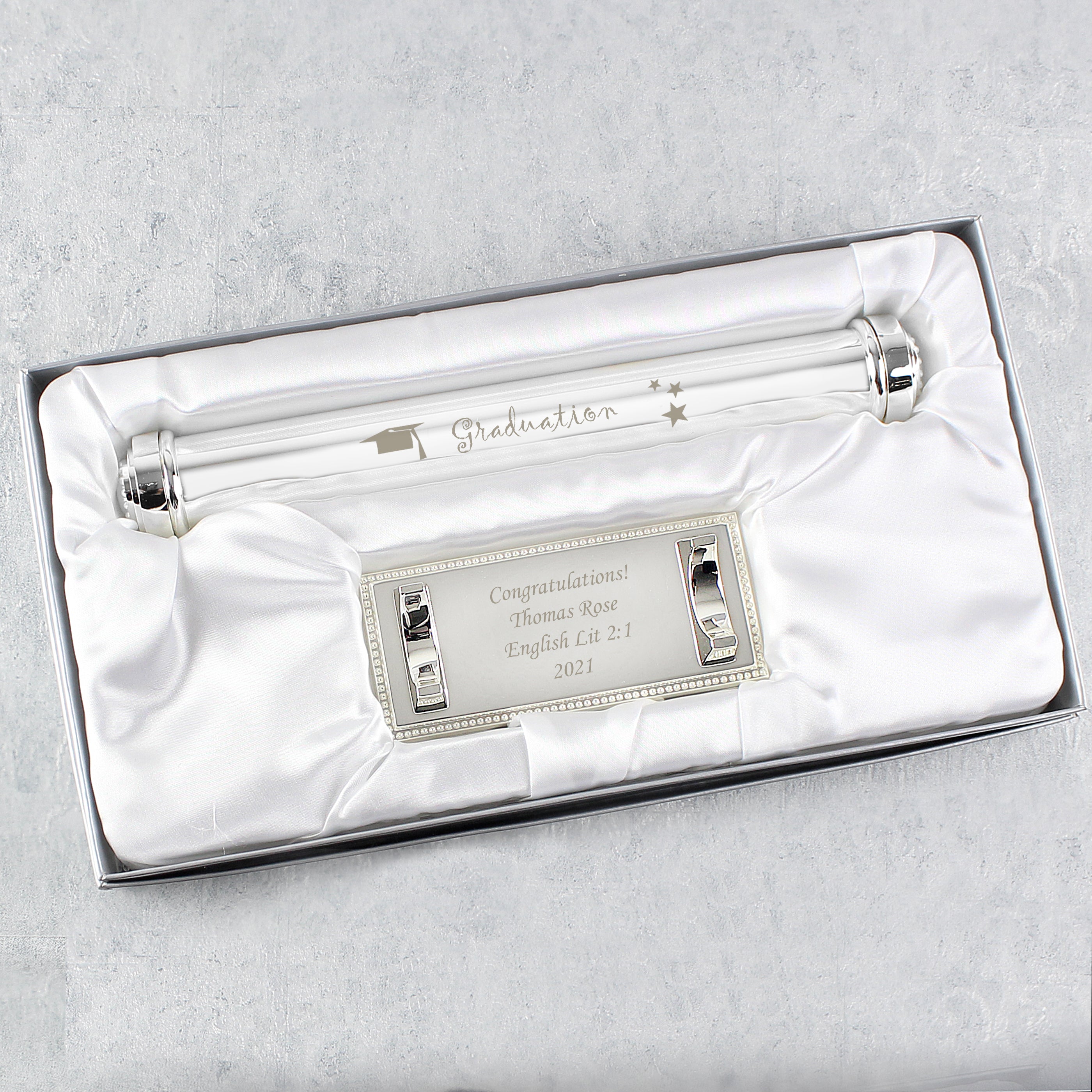 Personalised Graduation Silver Plated Certificate Holder - gift & personalise