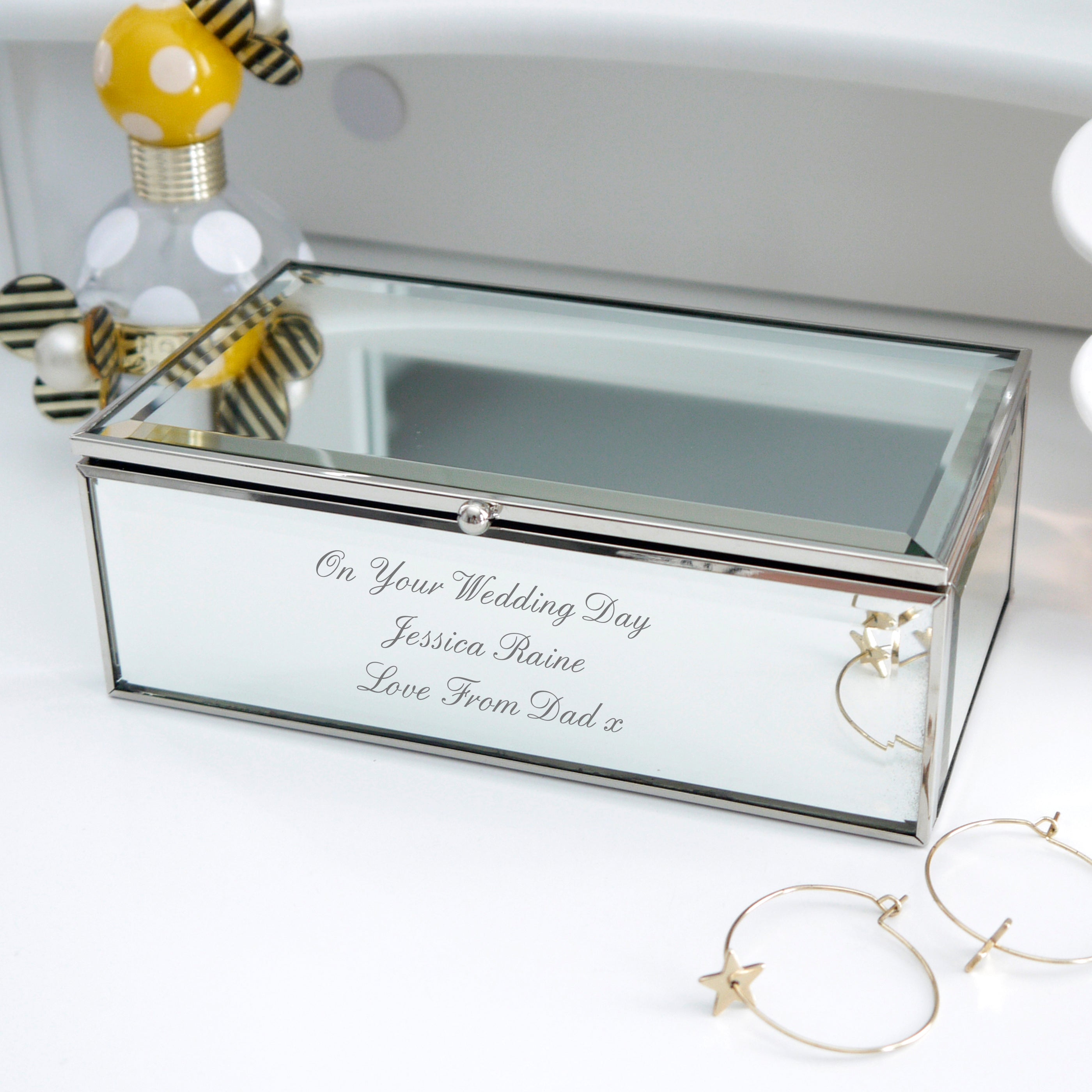 Personalised Any Message Mirrored Jewellery Box - gift & personalise