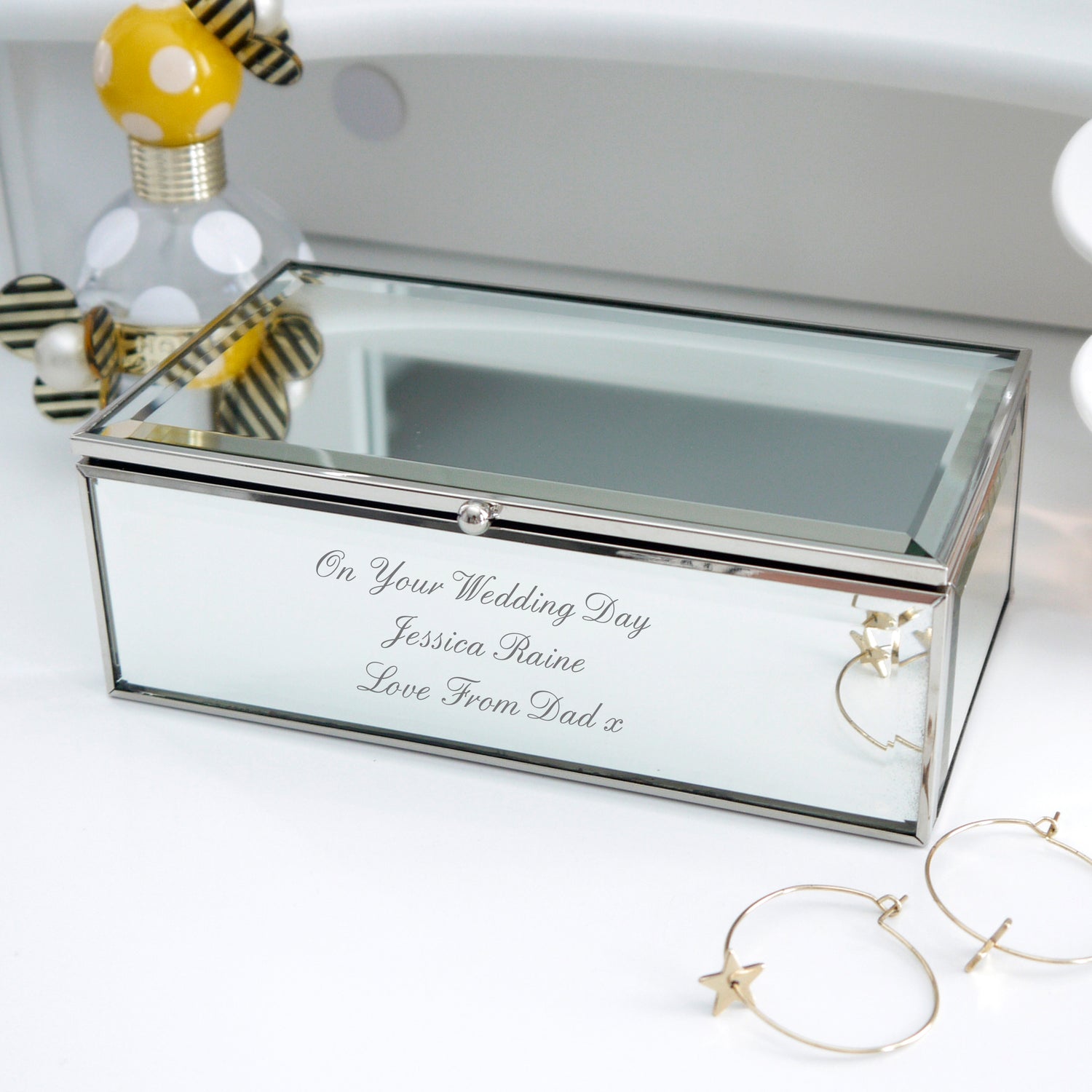 Personalised Any Message Mirrored Jewellery Box - gift & personalise
