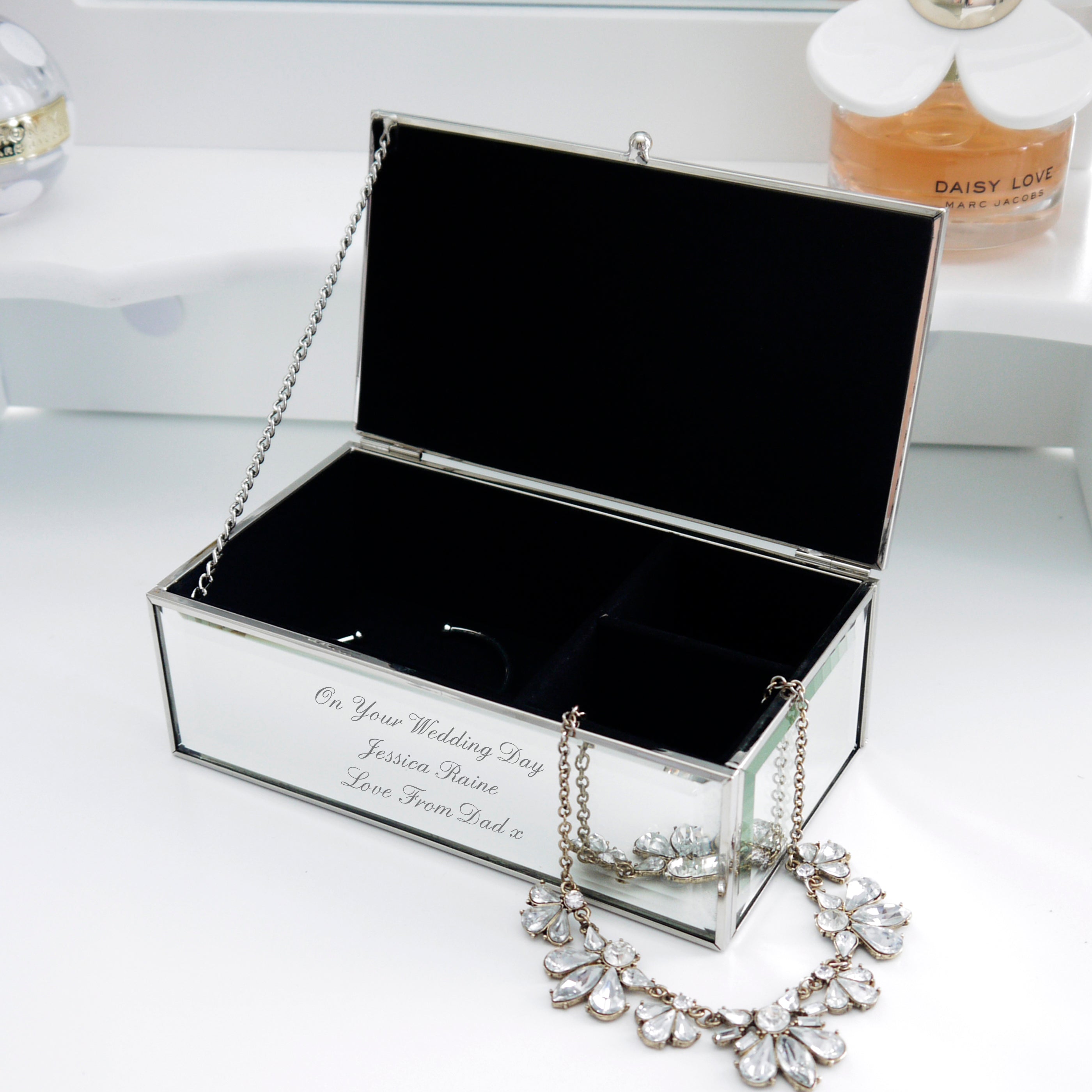 Personalised Any Message Mirrored Jewellery Box - gift & personalise