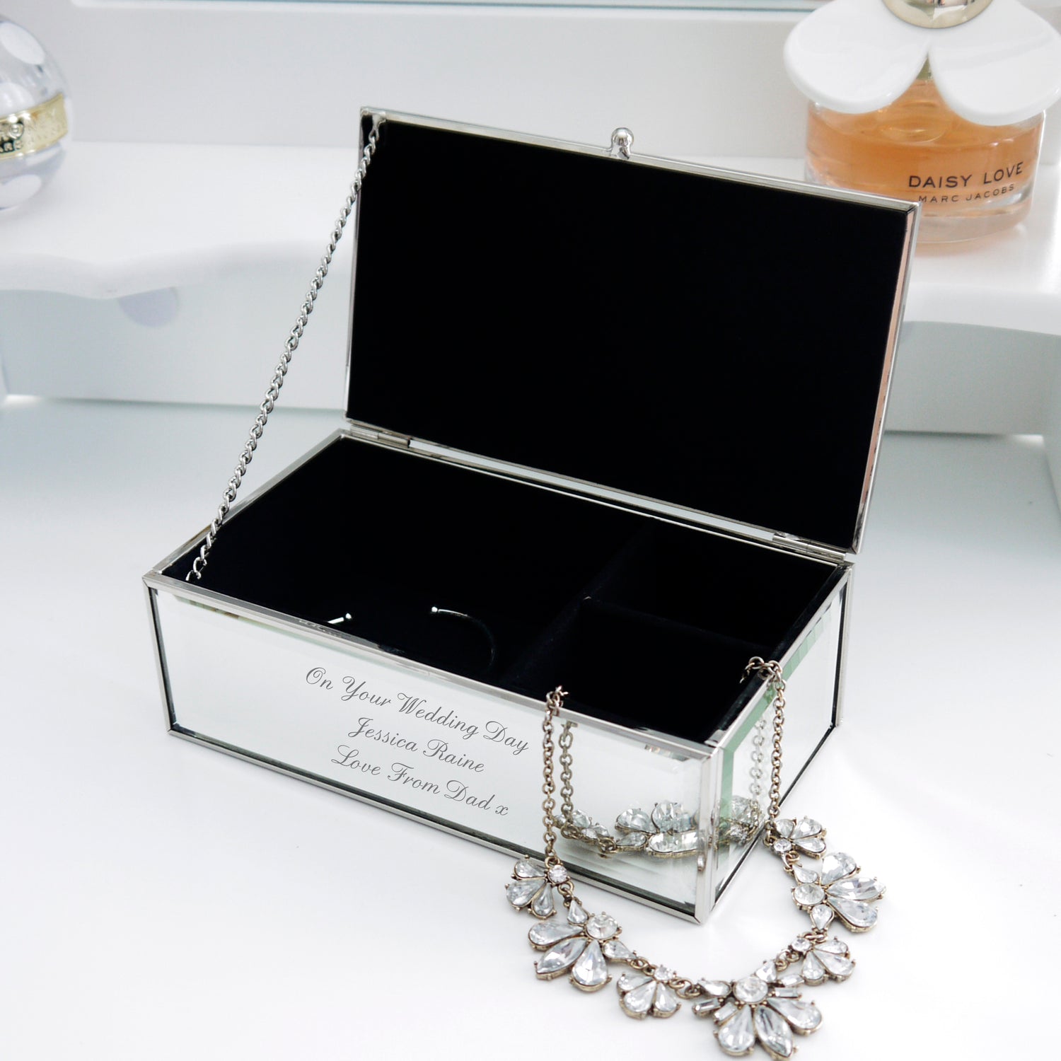 Personalised Any Message Mirrored Jewellery Box - gift & personalise