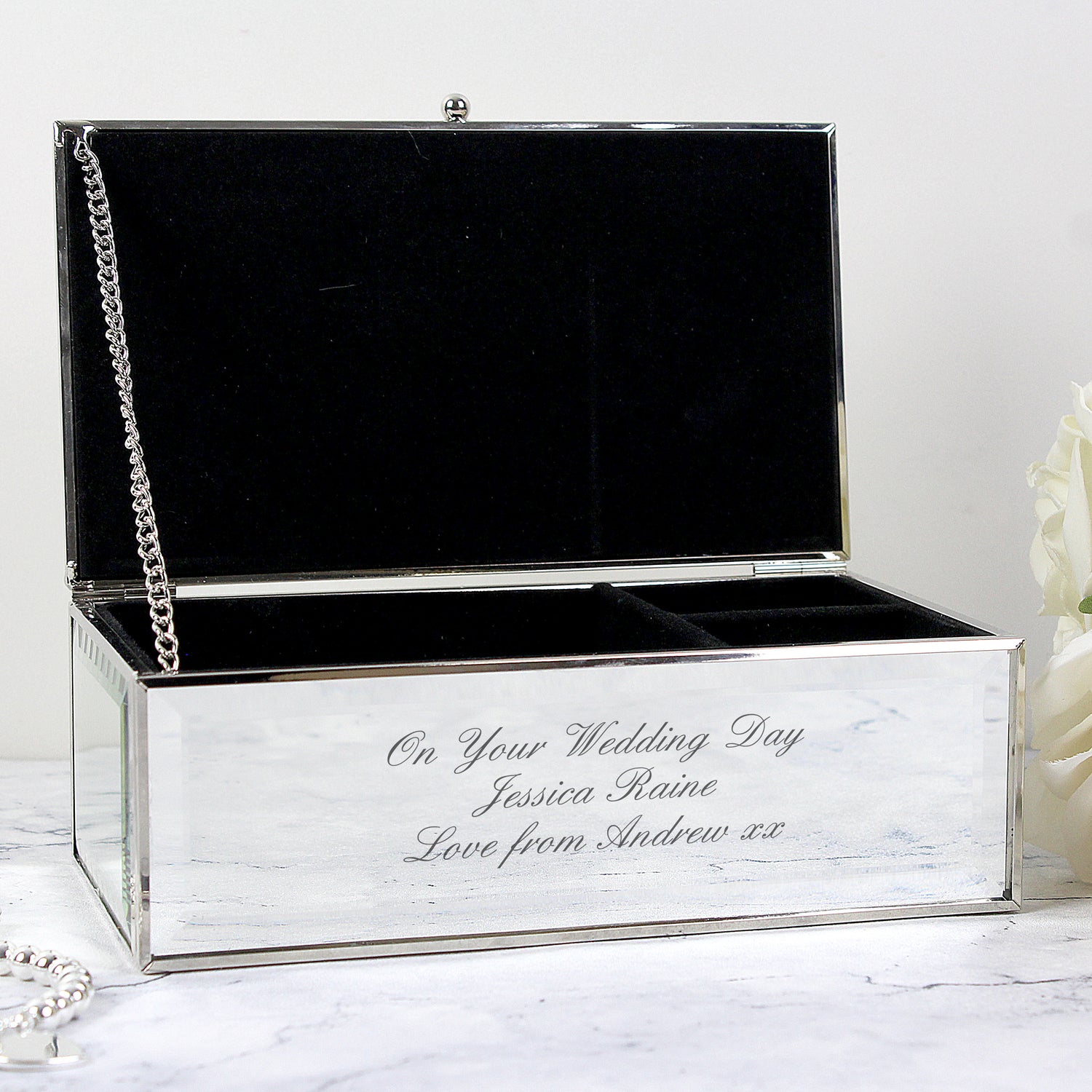 Personalised Any Message Mirrored Jewellery Box - gift & personalise