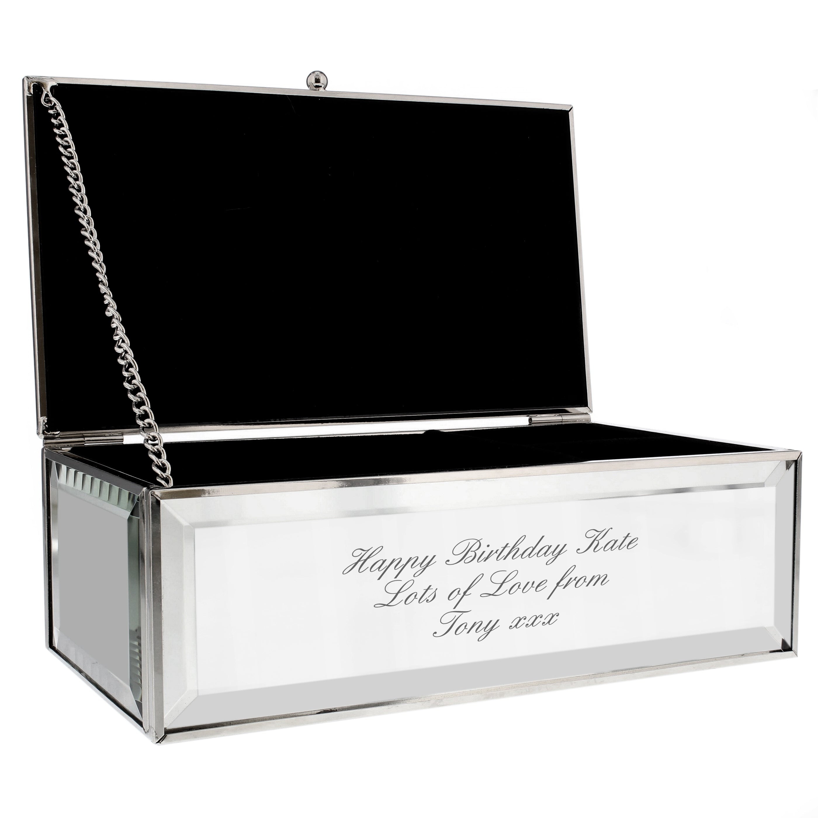 Personalised Any Message Mirrored Jewellery Box - gift & personalise