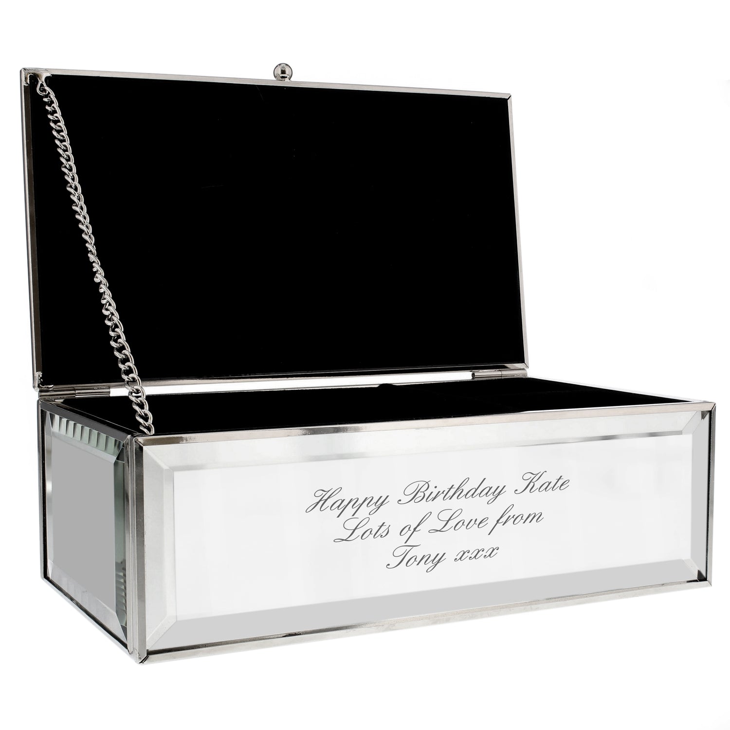 Personalised Any Message Mirrored Jewellery Box - gift & personalise
