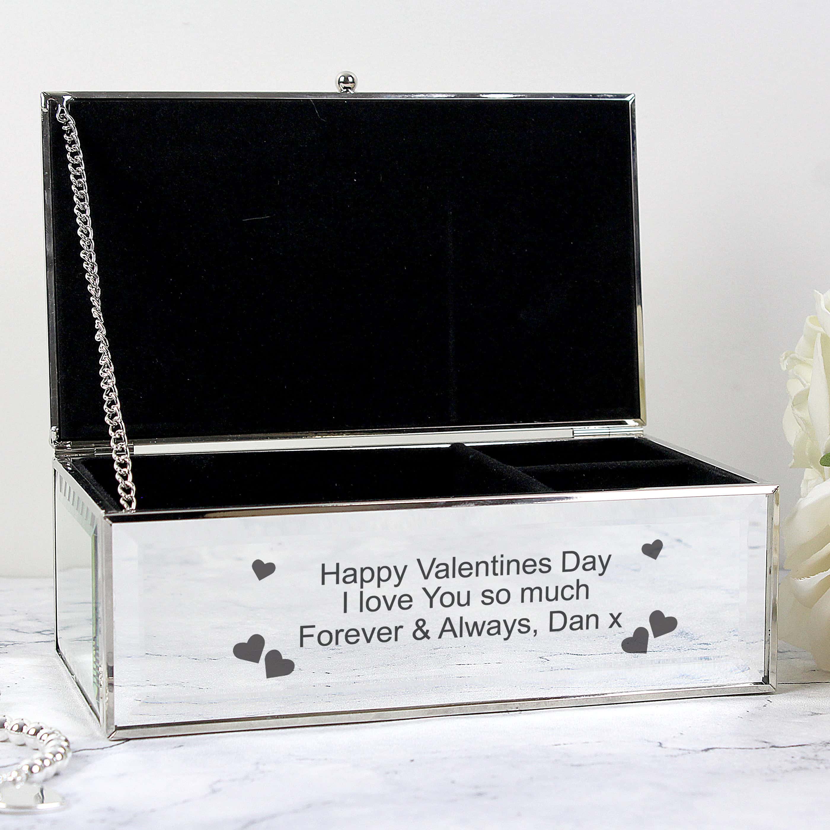 Personalised Hearts Mirrored Jewellery Box - gift & personalise