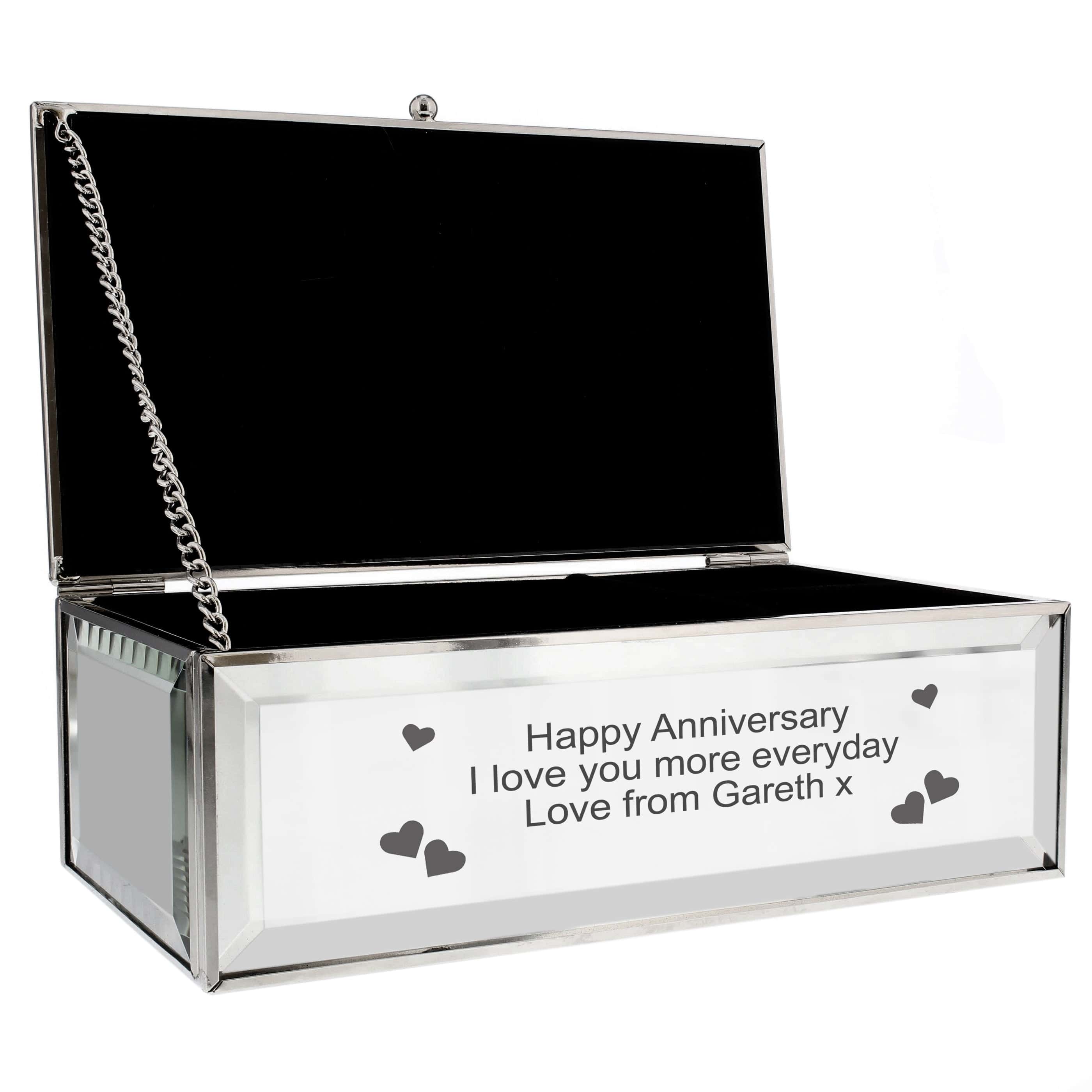 Personalised Hearts Mirrored Jewellery Box - gift & personalise
