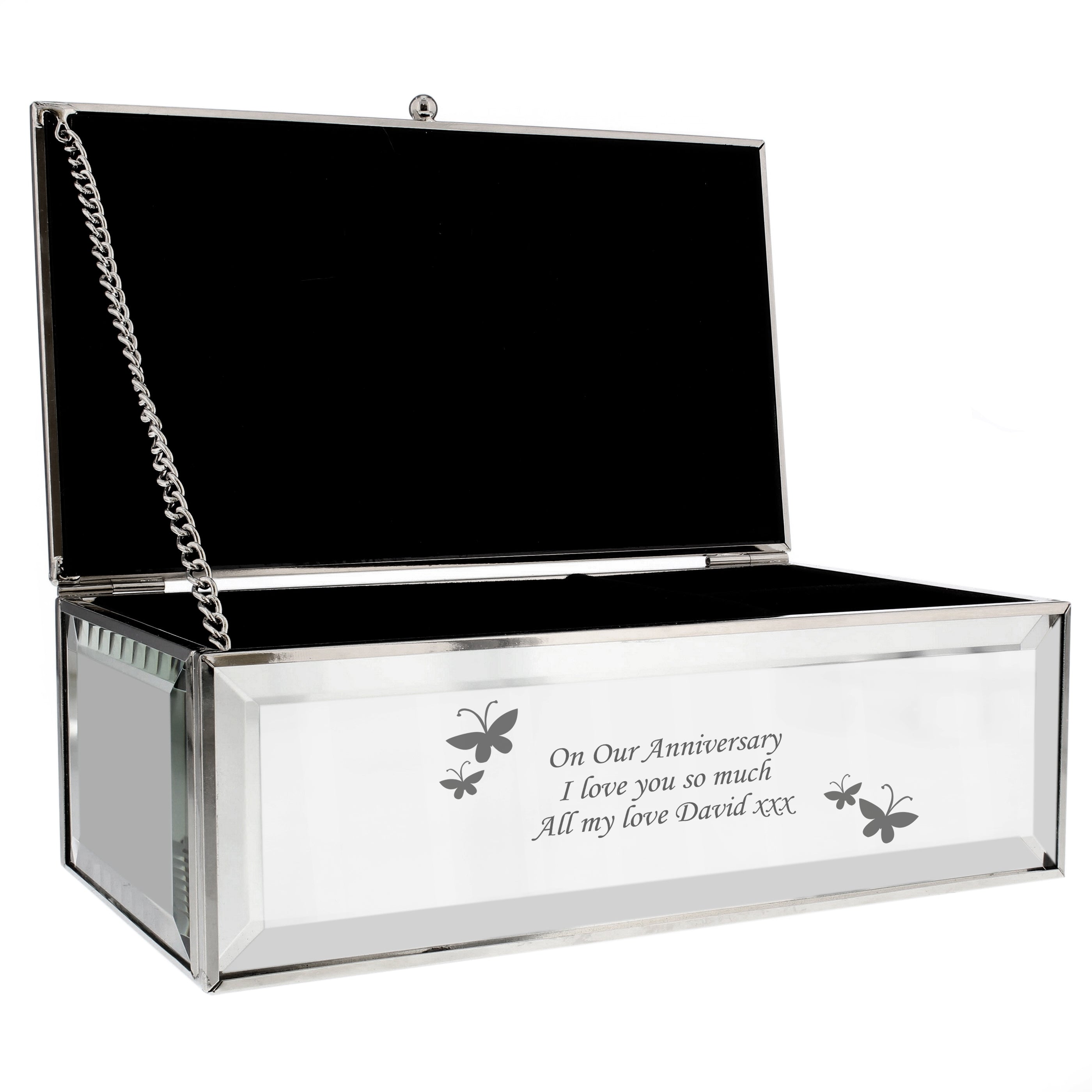 Personalised Butterflies Mirrored Jewellery Box - gift & personalise