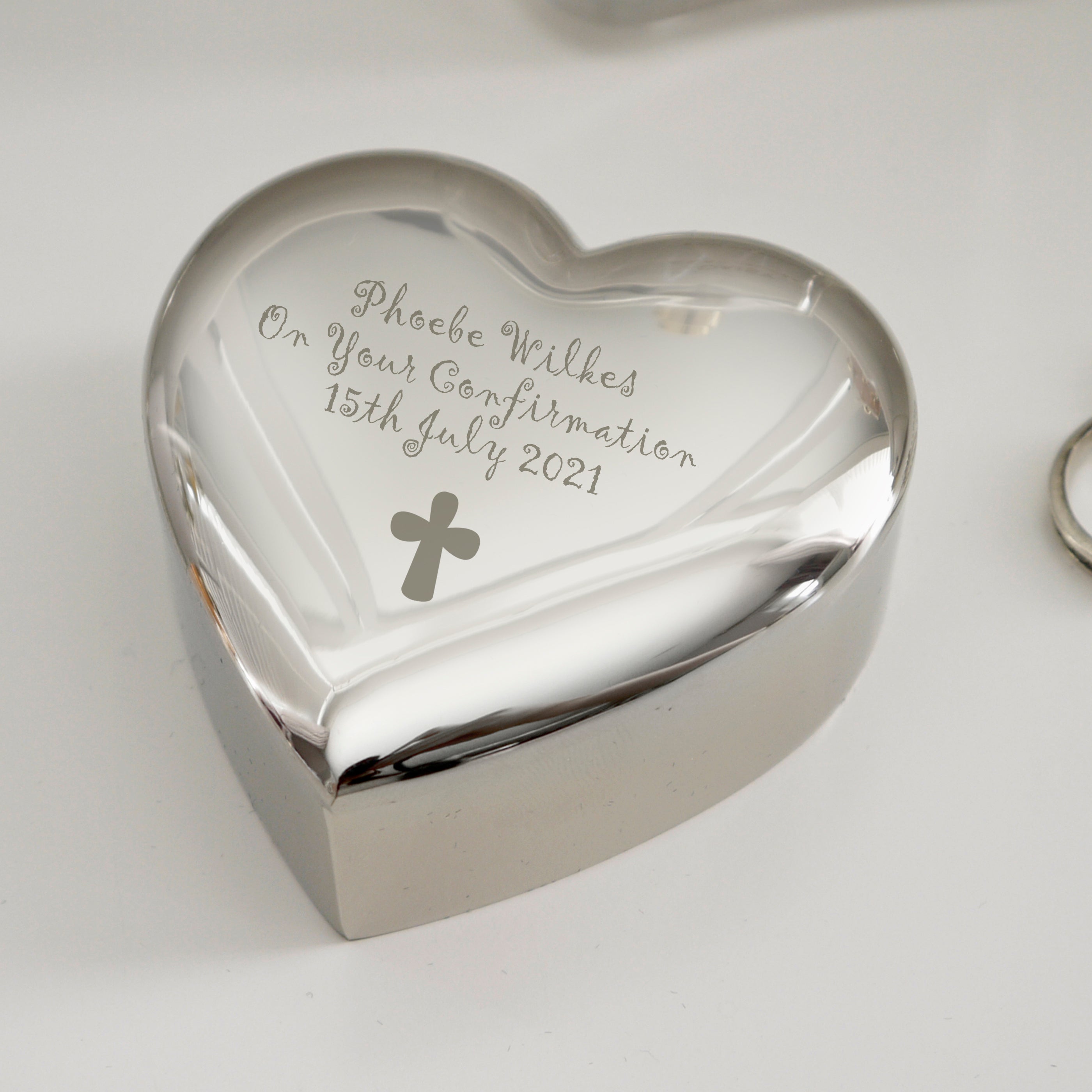 Personalised Cross Heart Trinket Box - gift & personalise
