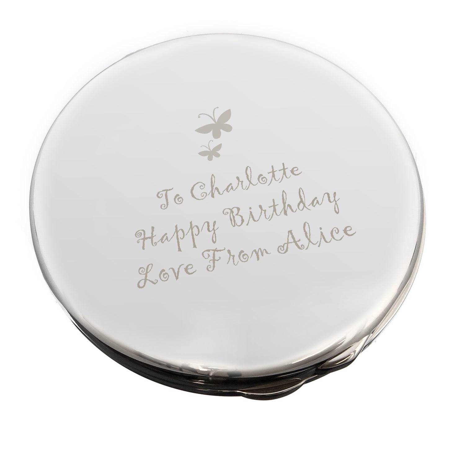 Personalised Butterfly Round Compact Mirror - gift & personalise